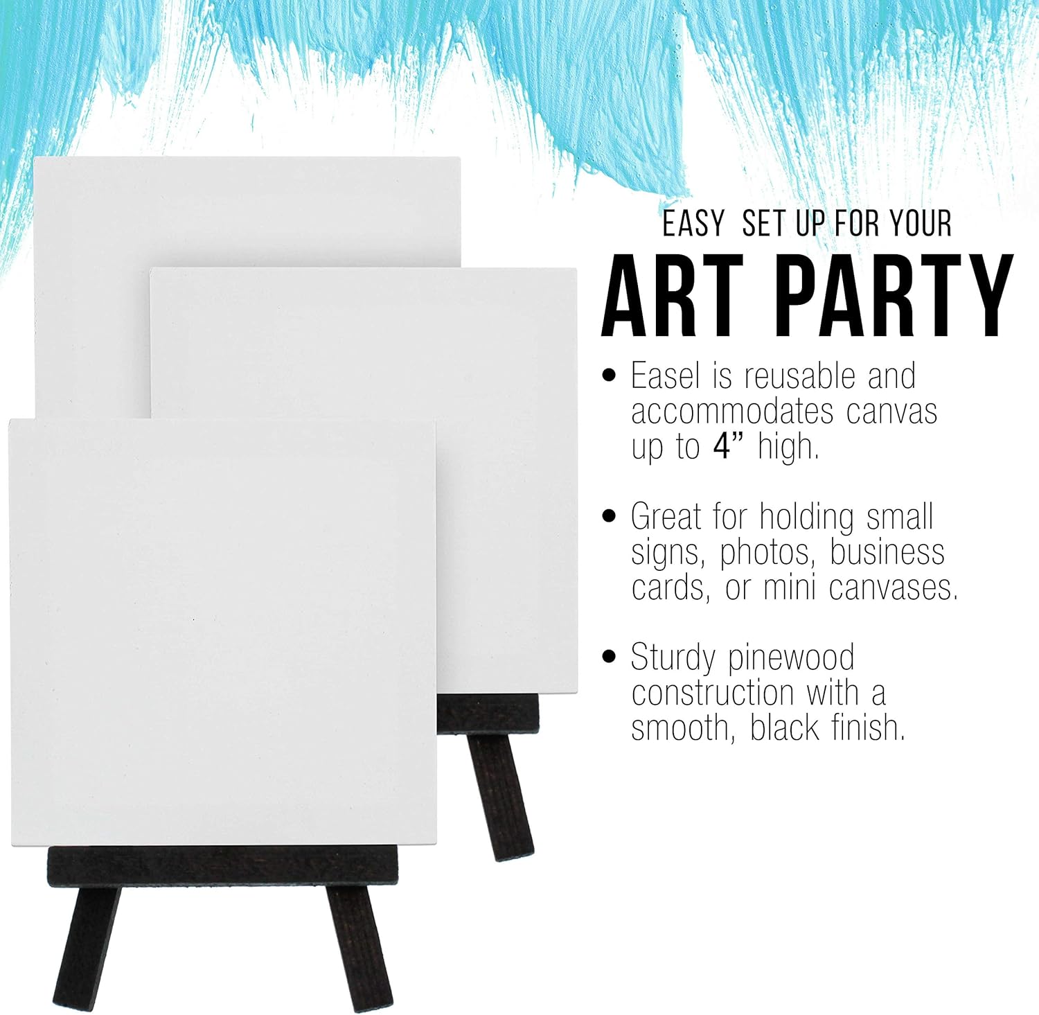3 x 3 Stretched Canvas with 5 Mini Easel Kit 12 Pack