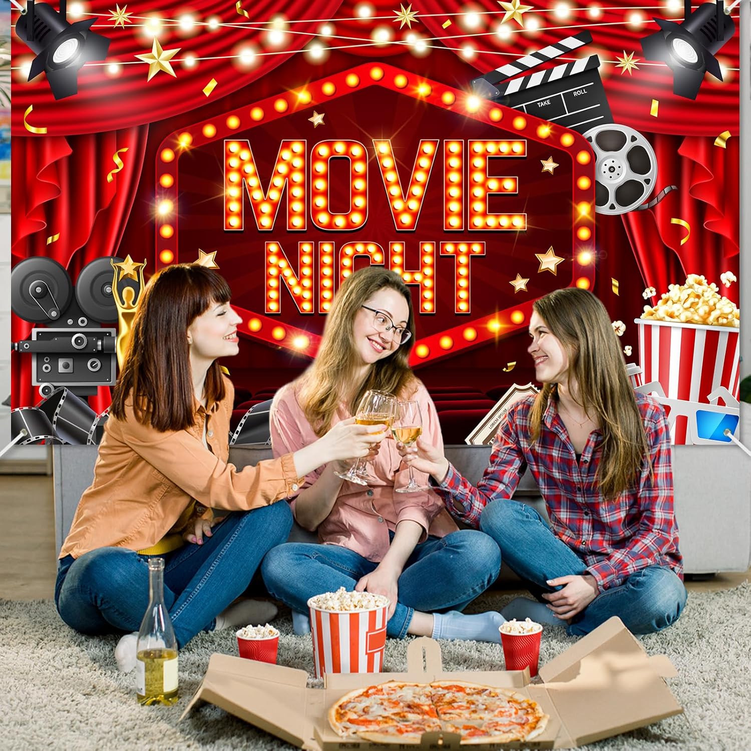 Mocsicka Movie Night Backdrop Banner 6x36ft