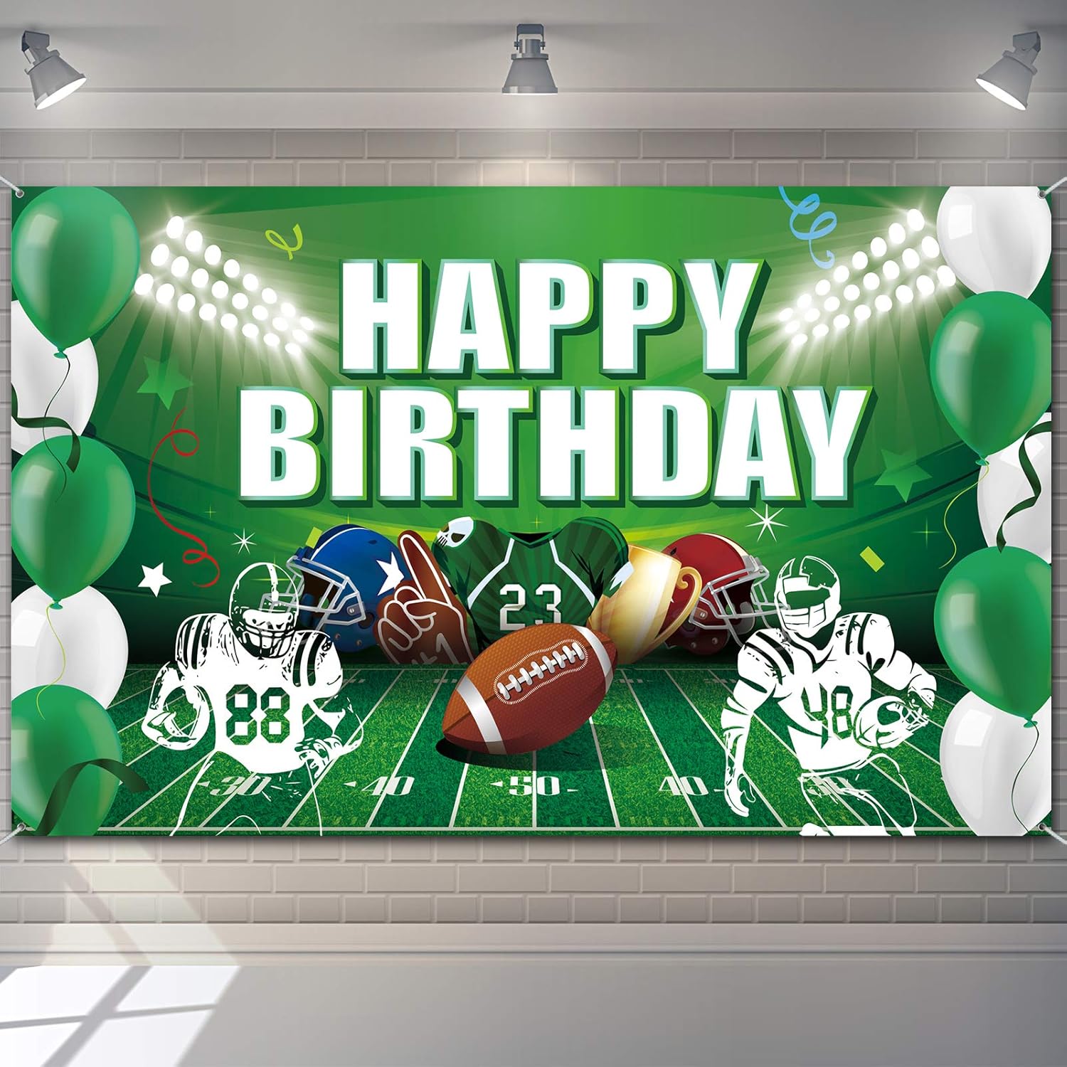 Football Backdrop Banner for Birthday Party Decorations