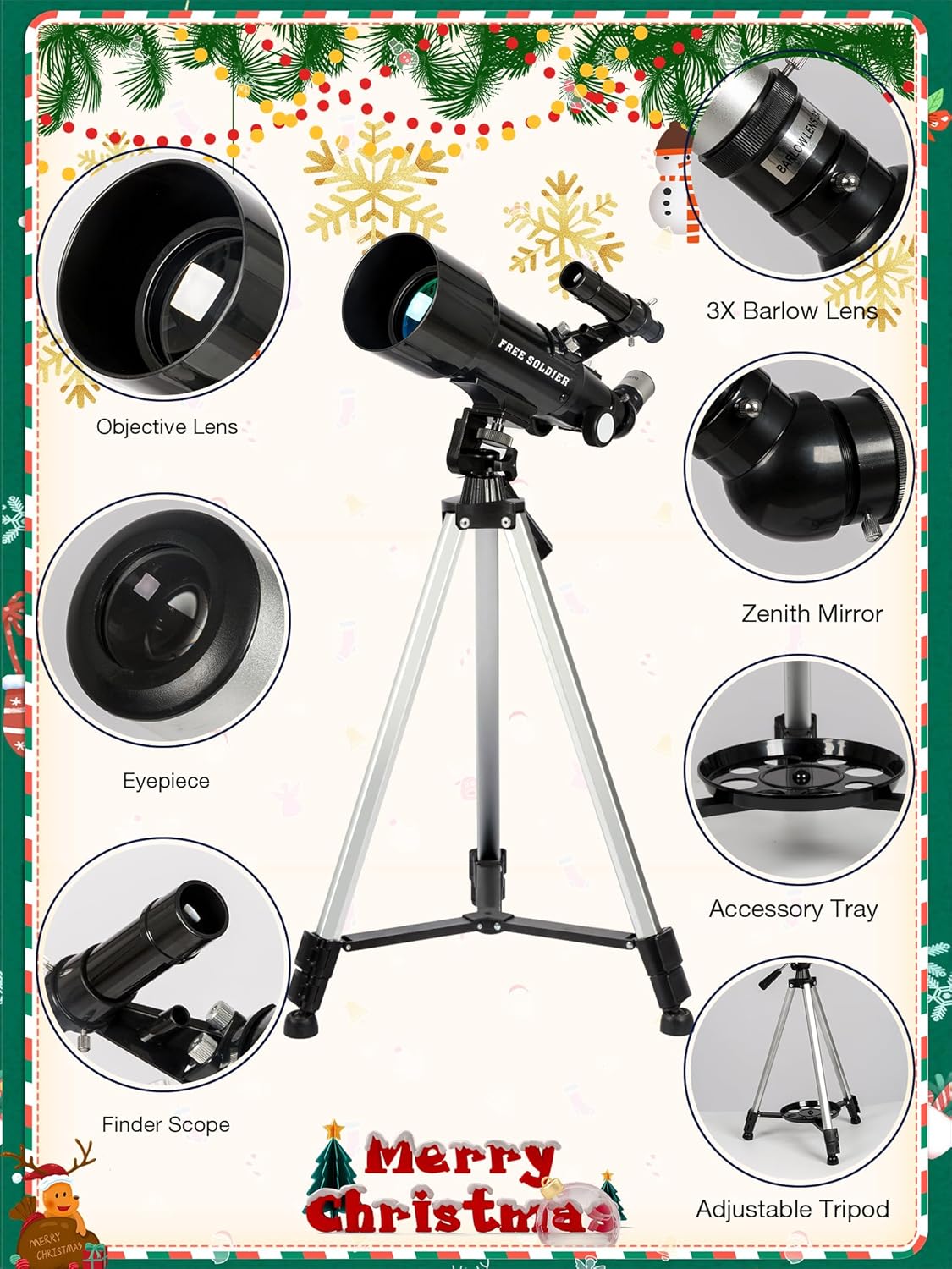 Free Soldier 70mm Aperture Astronomy Telescope with Remote and Tripod