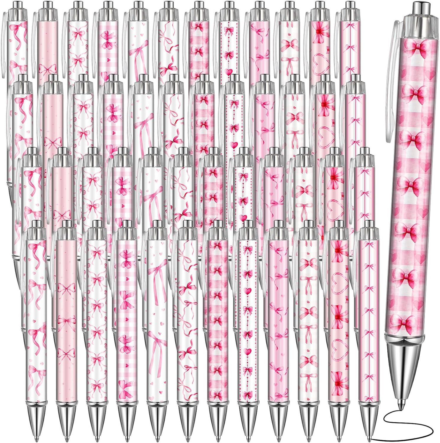 48 Pcs Coquette Pink Bow Ballpoint Pens for Women