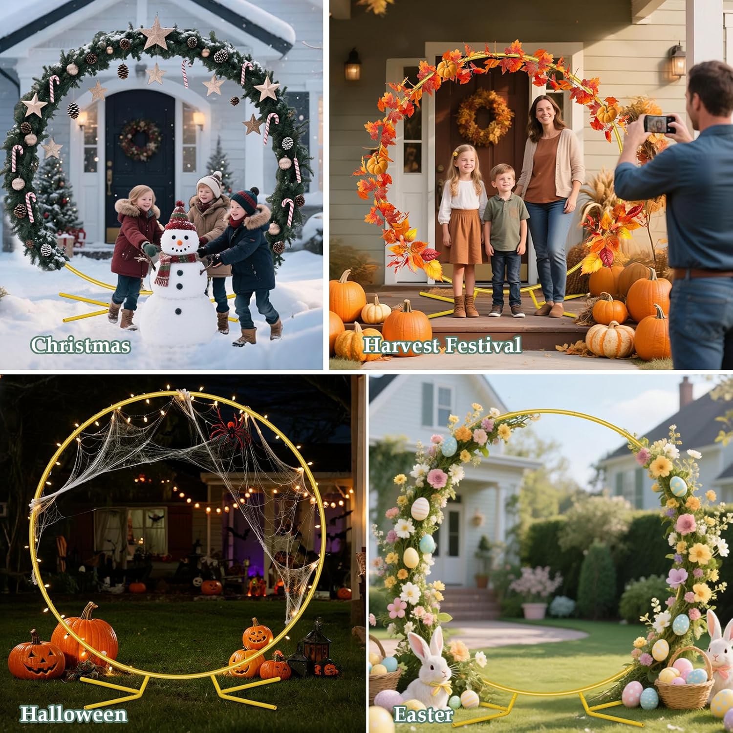 WellSign 72FT Gold Metal Balloon Arch Stand Kit