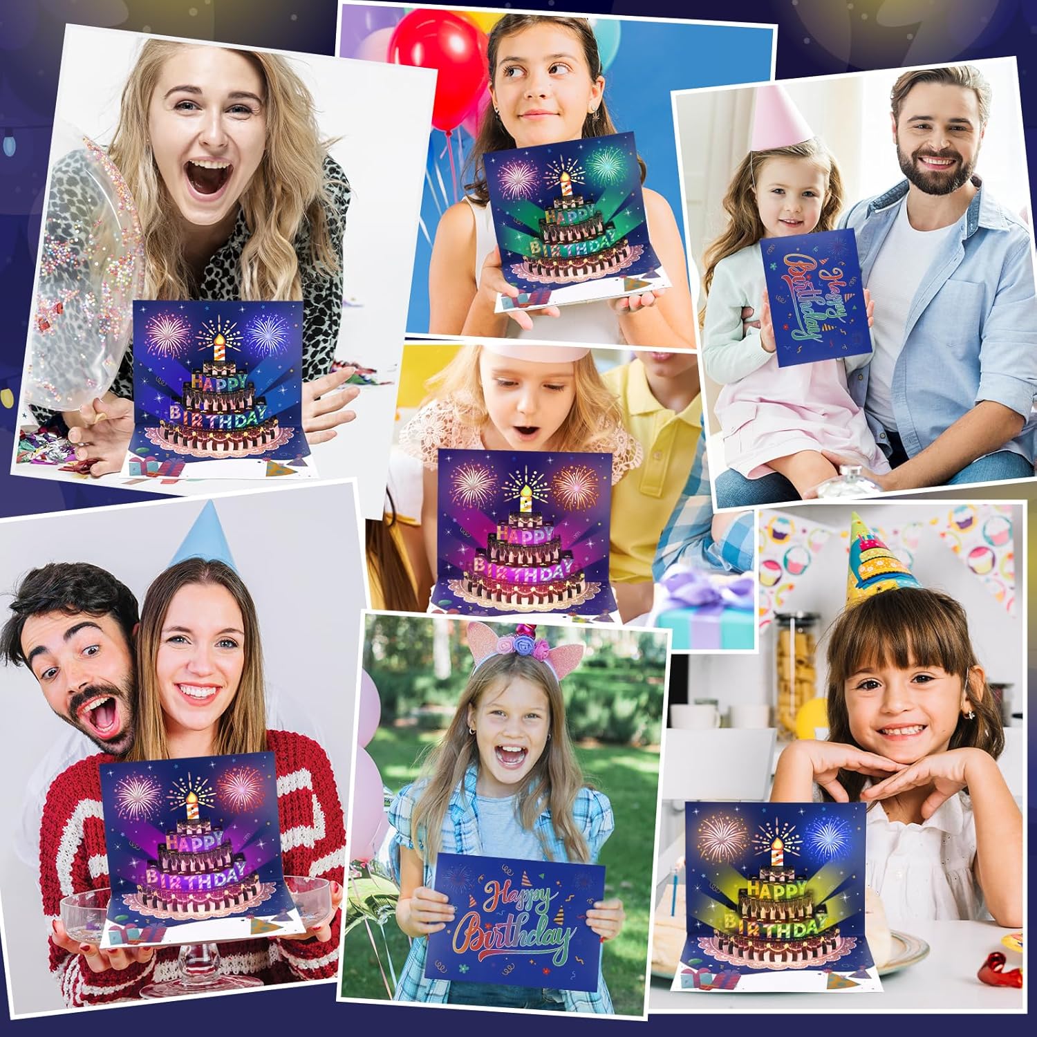 BEAN LIEVE 3D Musical Birthday Card with LED Lights and Blowable Candle