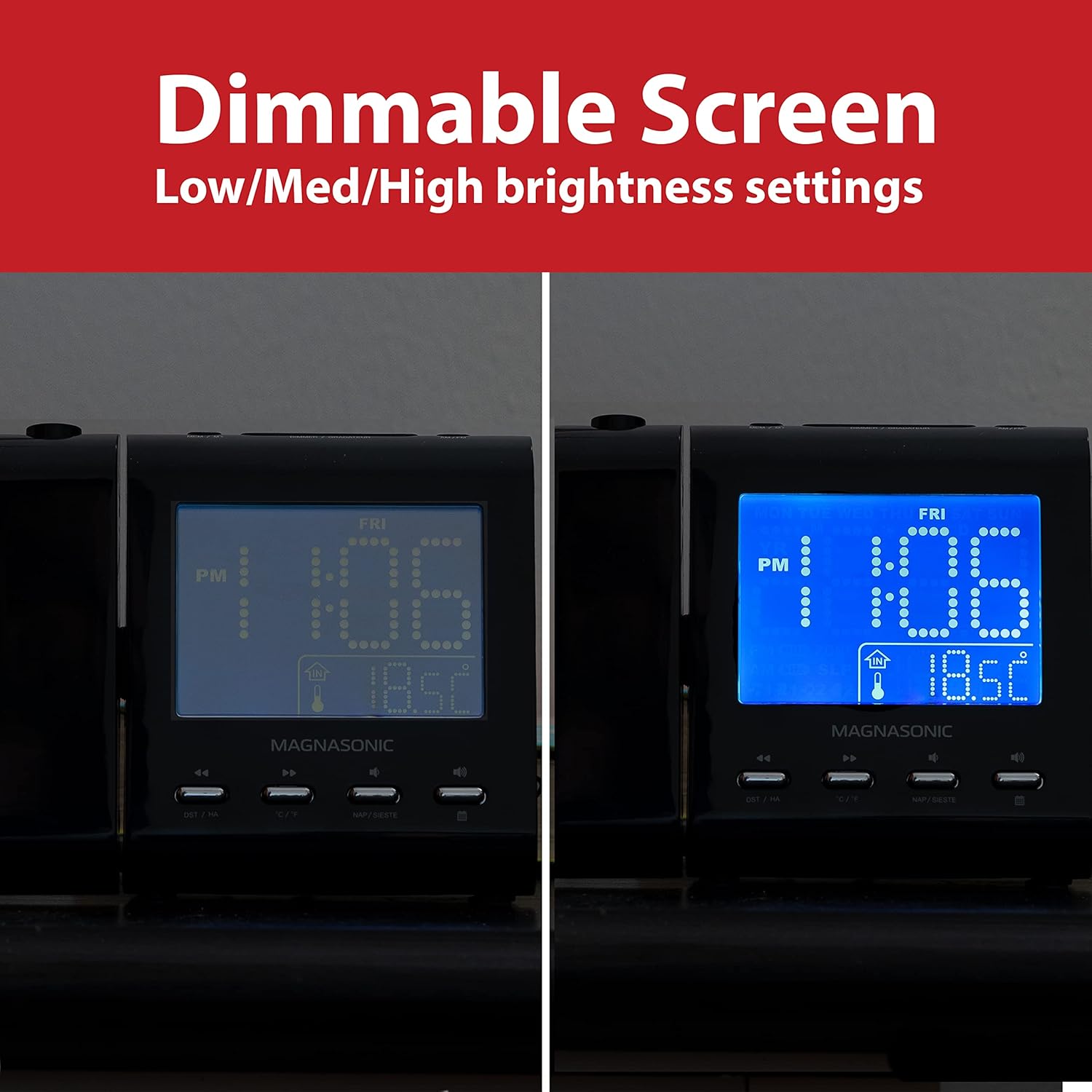 Magnasonic Projection Alarm Clock with AMFM Radio and Battery Backup