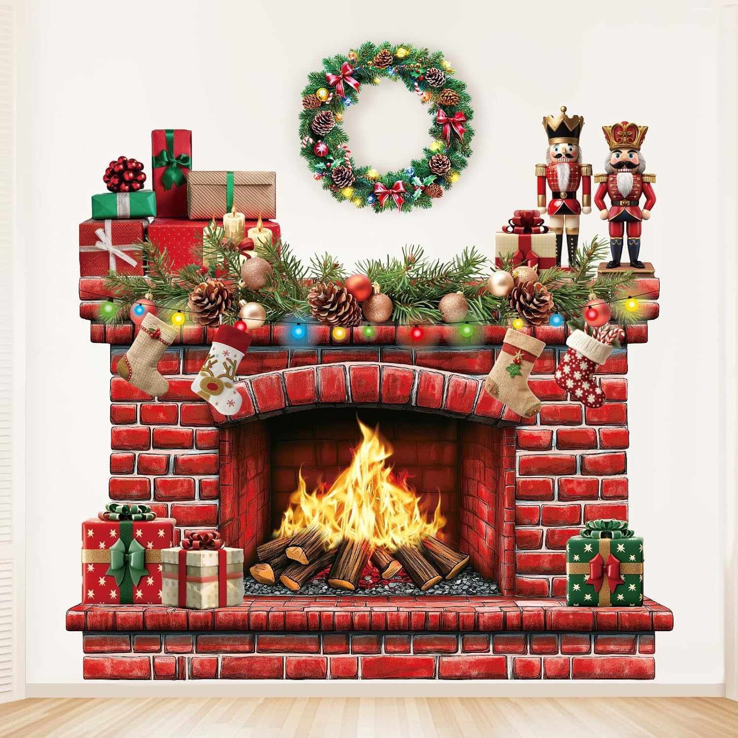 Christmas Fireplace Bulletin Board Decor Set 415x34 Inch