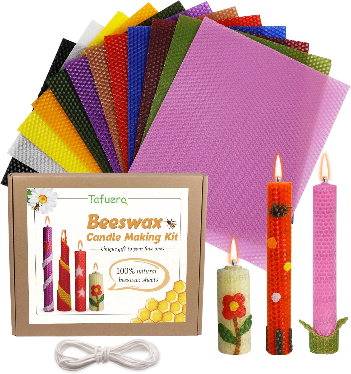 Tafuero Beeswax Candle Making Kit 12pcs Natural 10 x 8