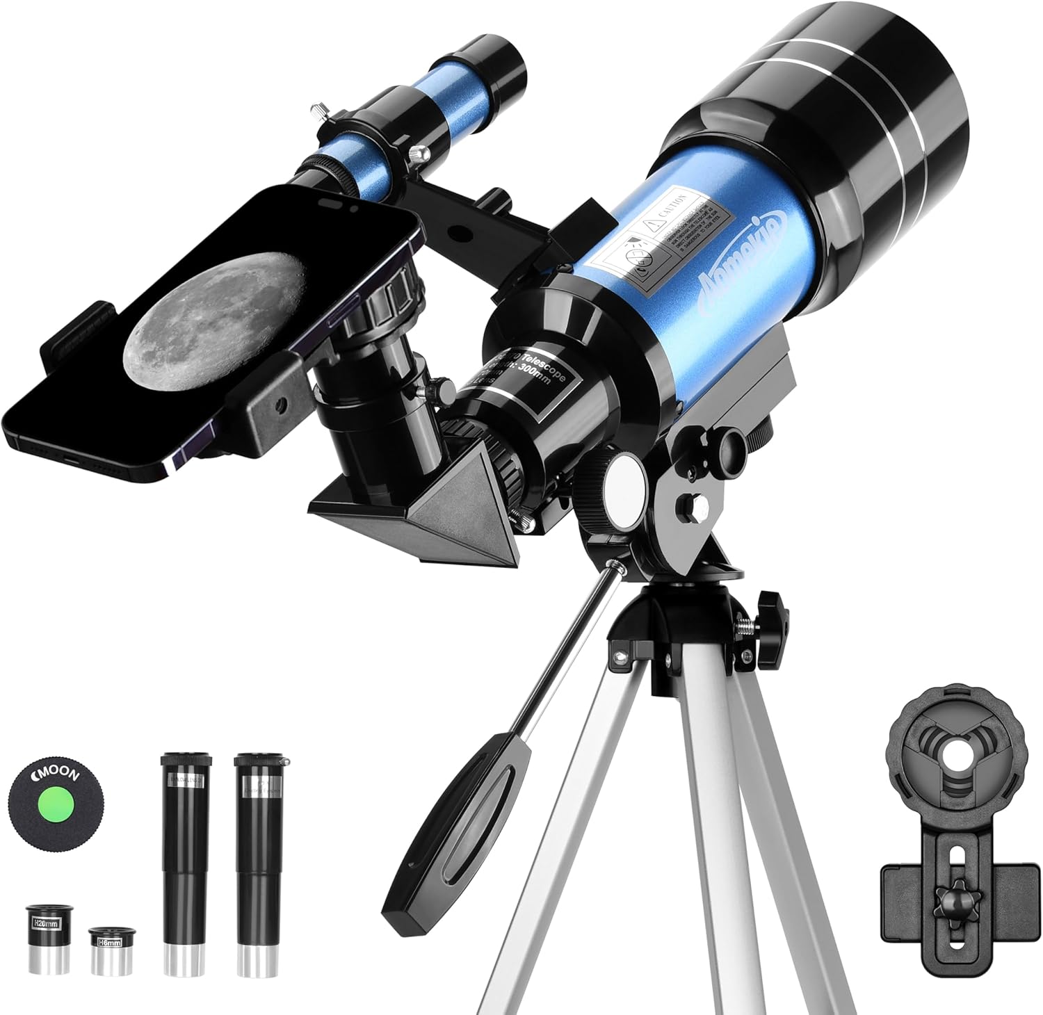 AOMEKIE 70mm Telescope with 300mm Tripod and Smartphone Adapter for Beginners