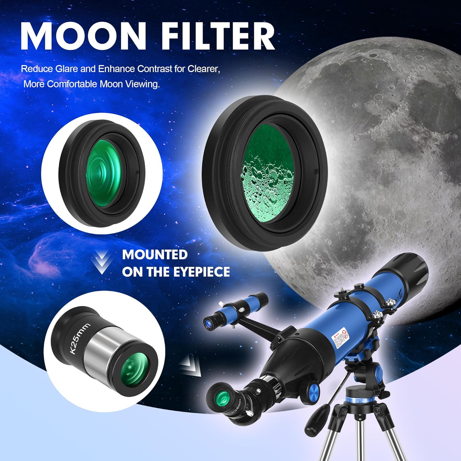 HUGERSTAR High-Powered 90mm Refractor Telescope with AZ Mount and Tripod