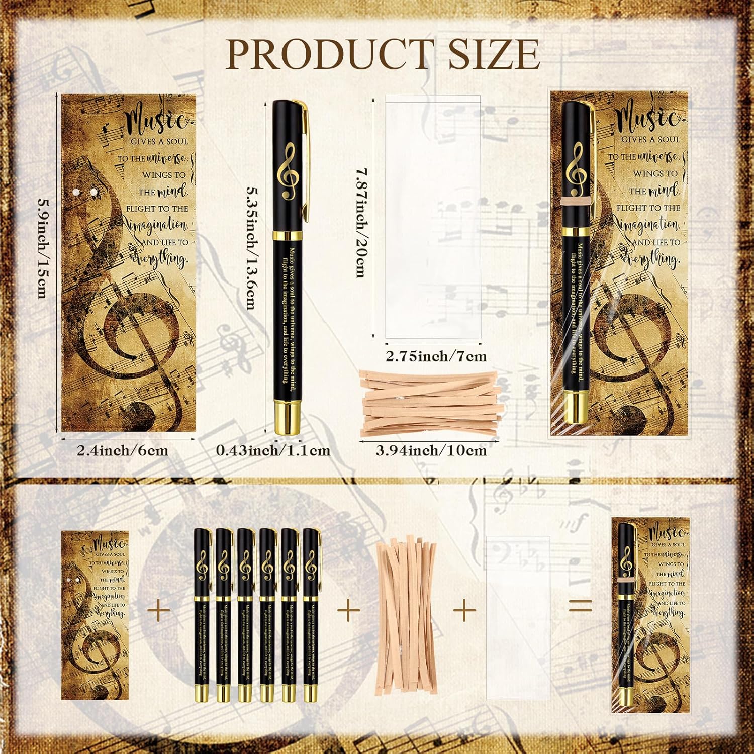 30 Piece Music-themed Pen and Bookmark Set