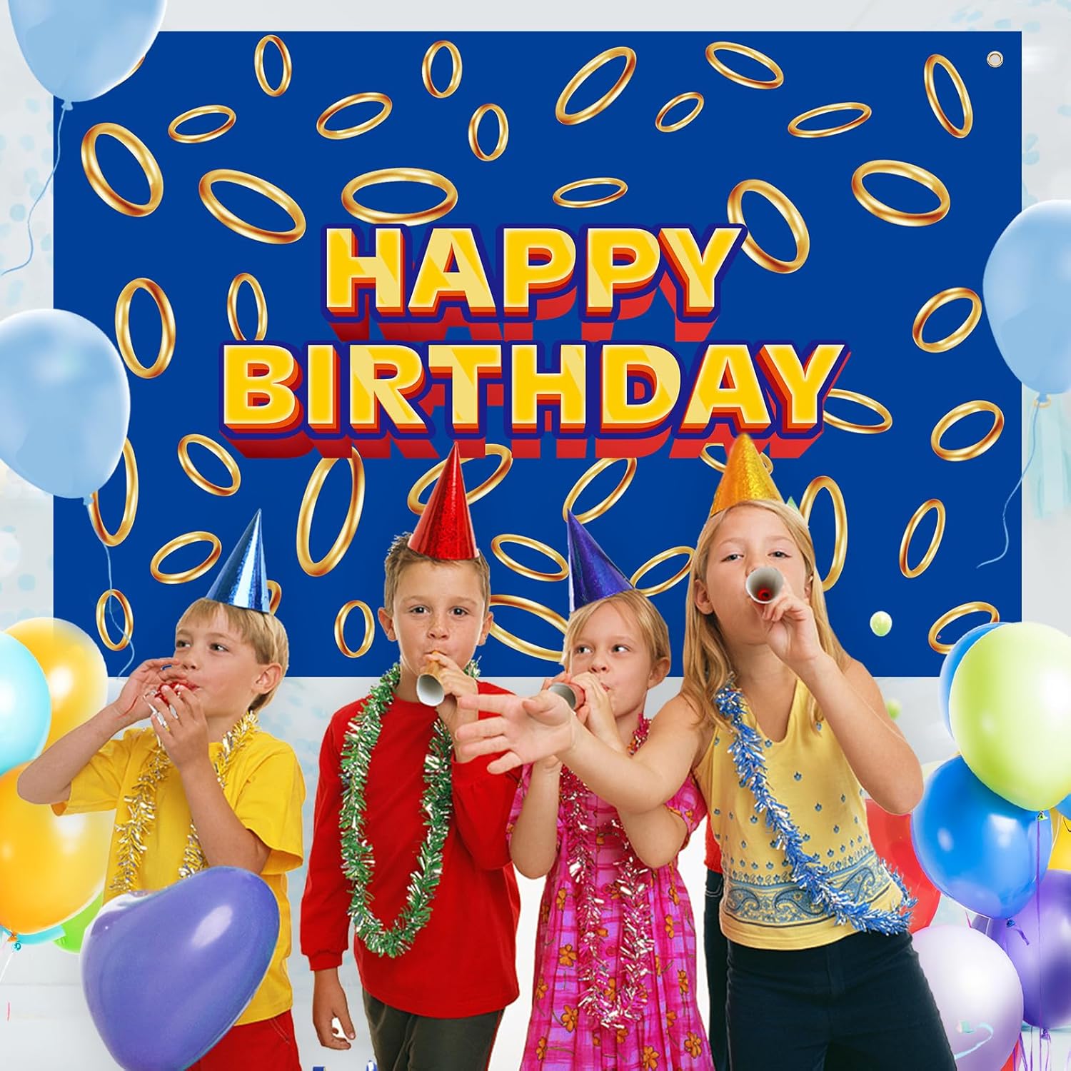 5x3ft Cartoon Game Hedgehog Birthday Party Backdrop Set