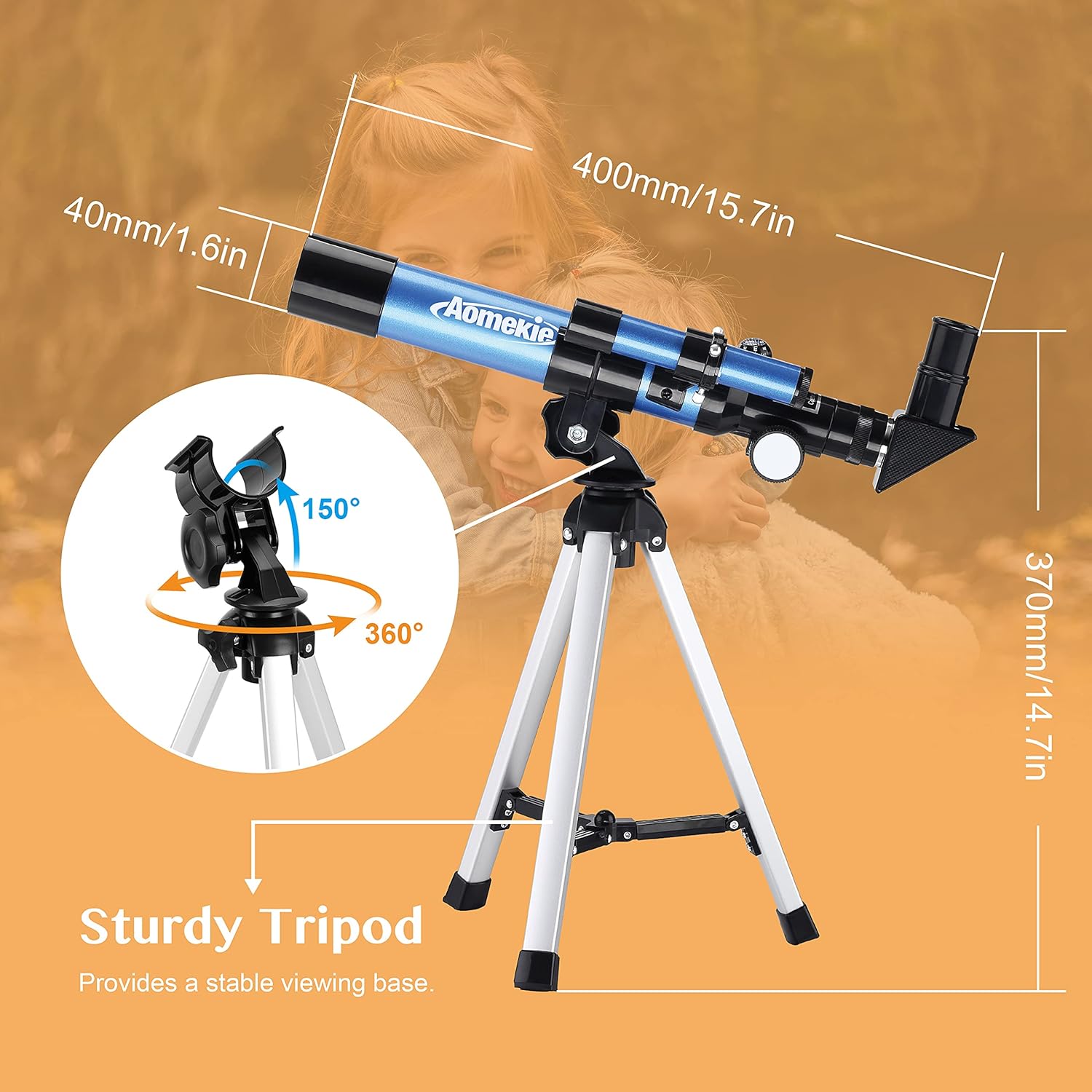 AOMEKIE 40400 Telescope with Tripod and Eyepieces for Astronomy Beginners