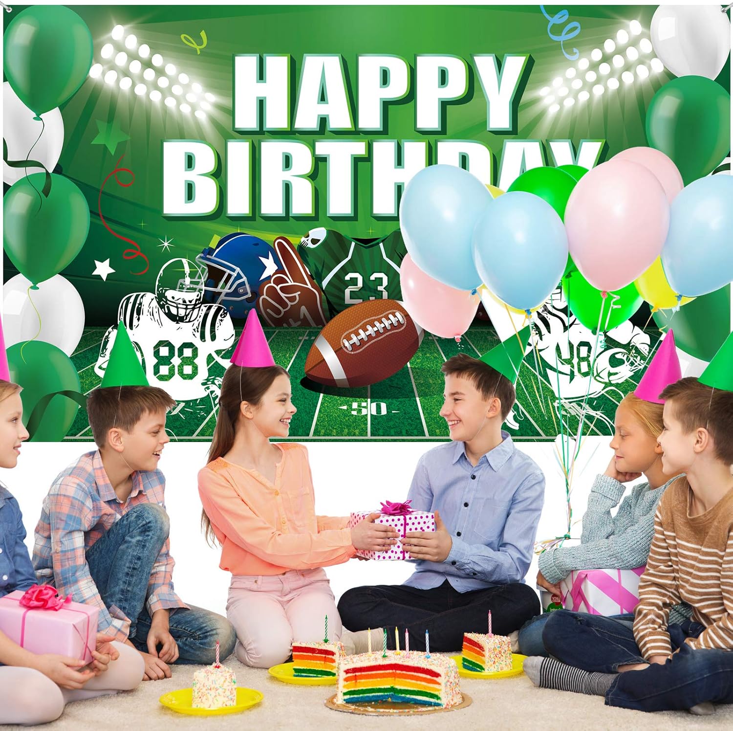 Football Backdrop Banner for Birthday Party Decorations