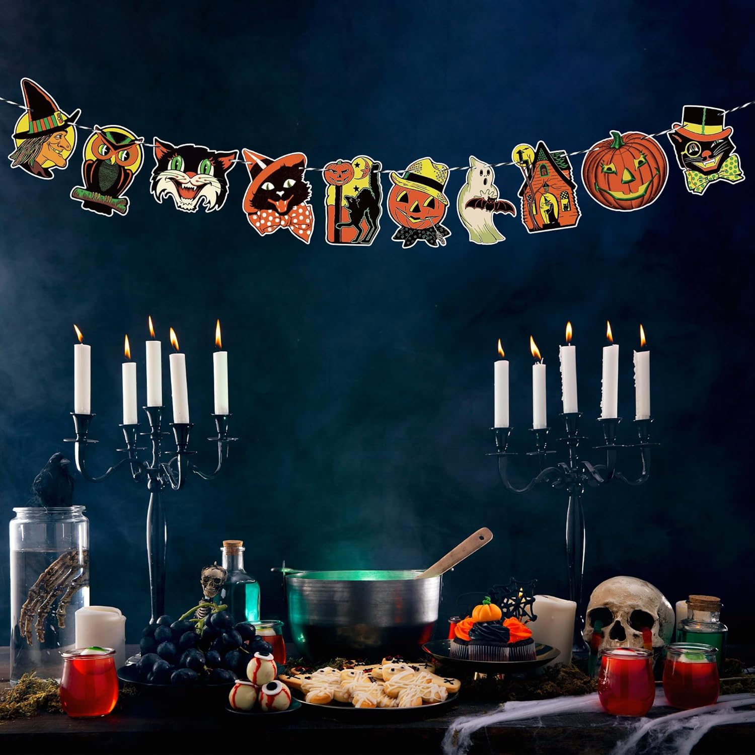 Vintage Halloween Banner with 10 Cute Designs