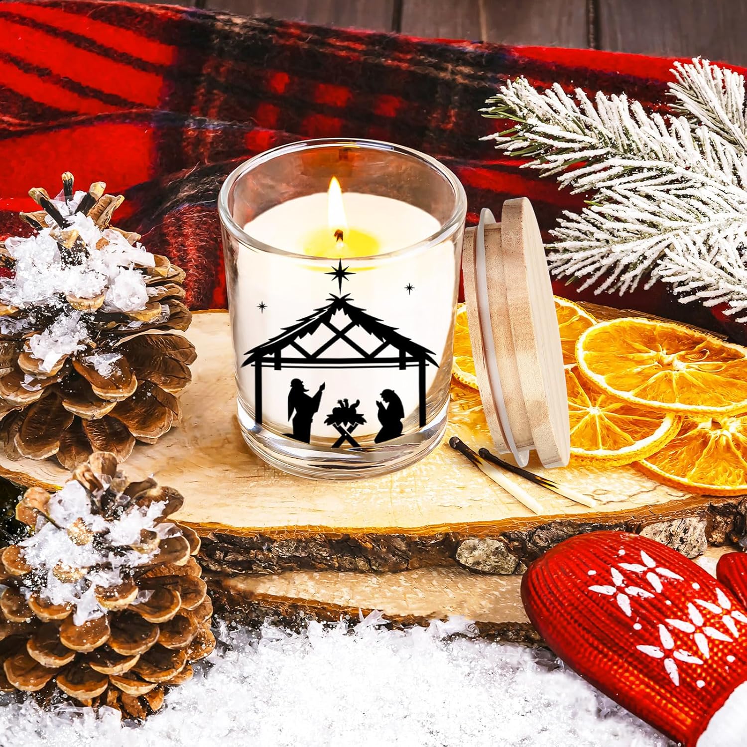 10 Pcs Christmas Glass Candle Jars with Cork Lids