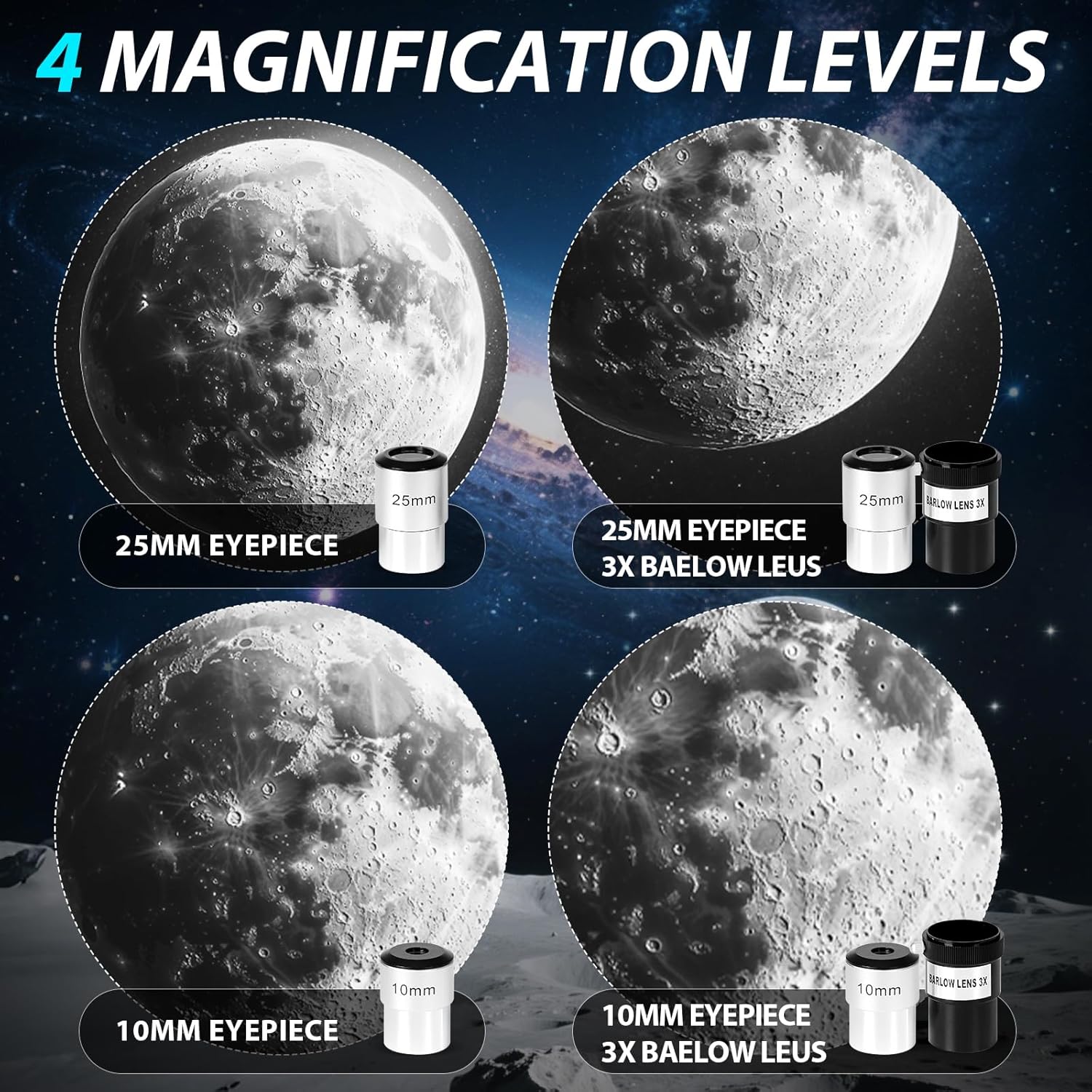 90mm Aperture Refractor Telescope for Moon Stars Observation