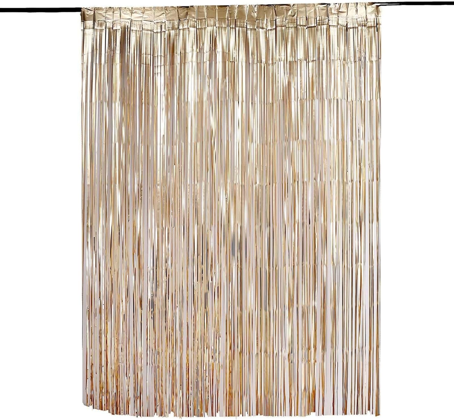 Efavormart 8ft Matte Gold Foil Fringe Curtain