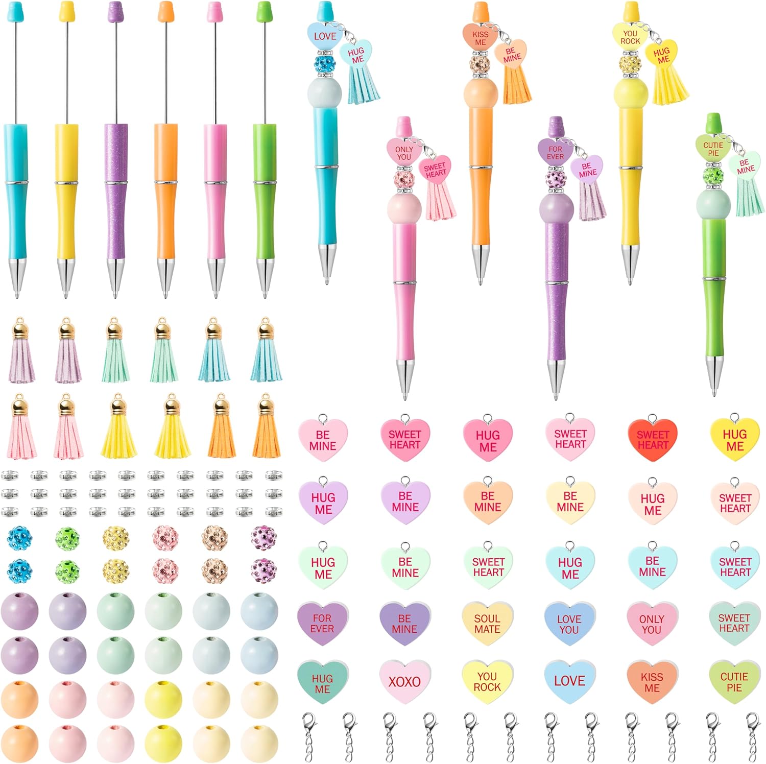 Valentines Day Beadable Pens Craft Kit - 188pcs