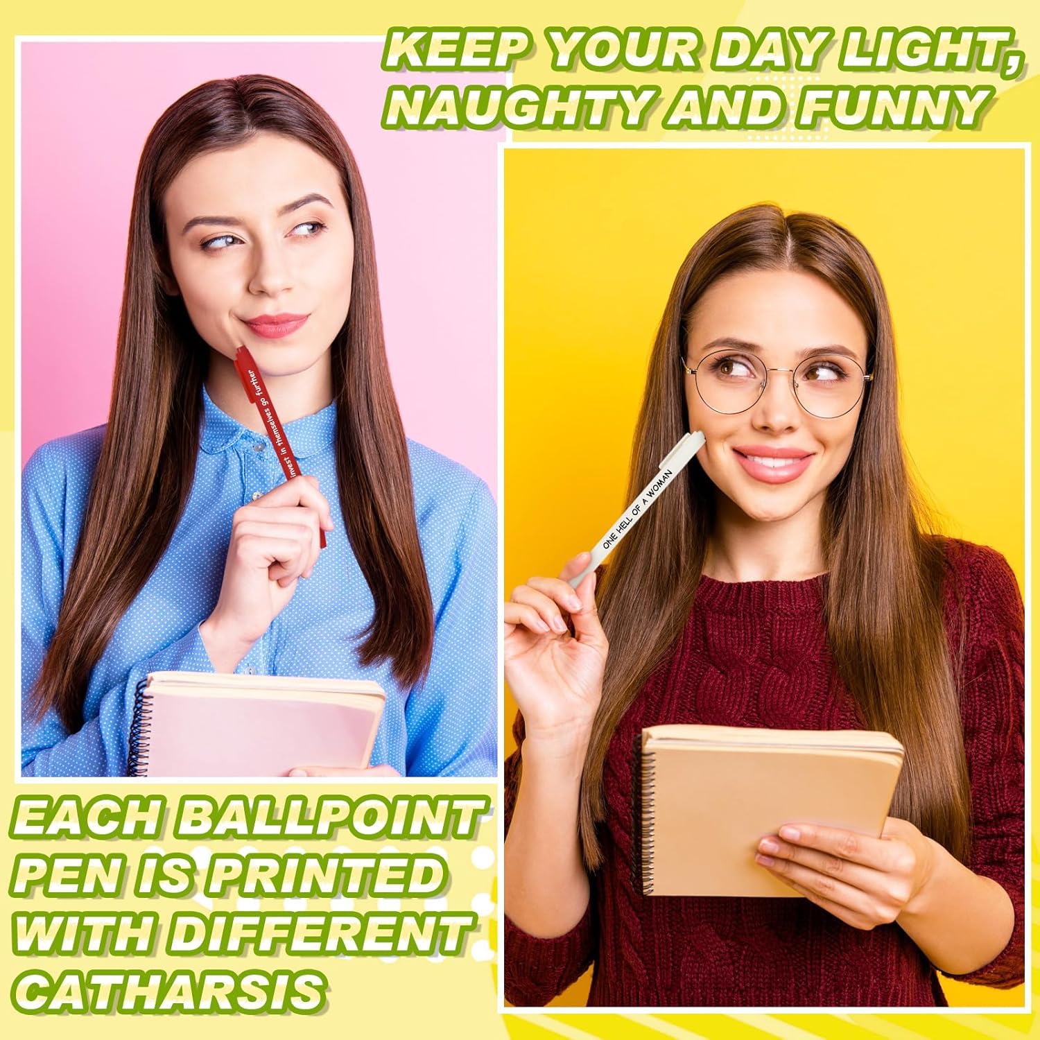 Crtiin 10 Pcs Funny Ballpoint Pens with Sayings