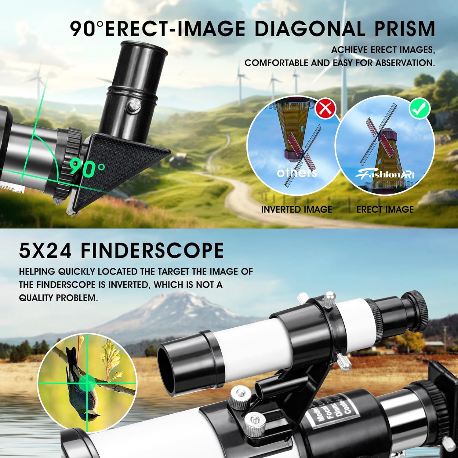 Kids Beginner Telescope with 70mm Aperture and 300mm Focal Length