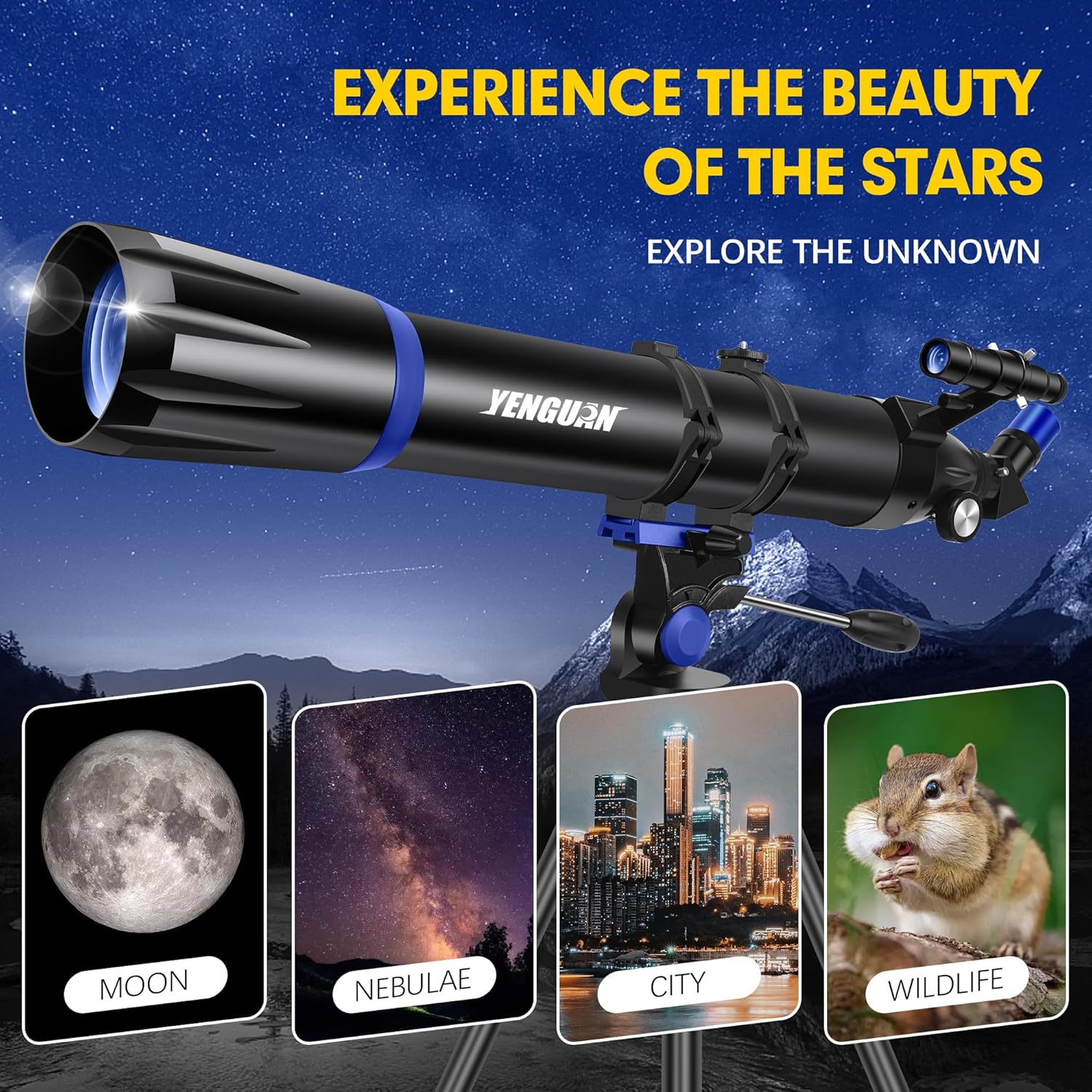Yenguan 90mm Aperture Telescope with Tripod and Phone Adapter