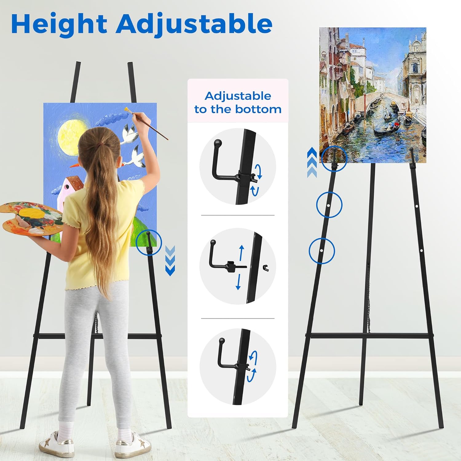 ARTASY 50 Inch Black Easel Stand for Wedding Signs and Art Displays