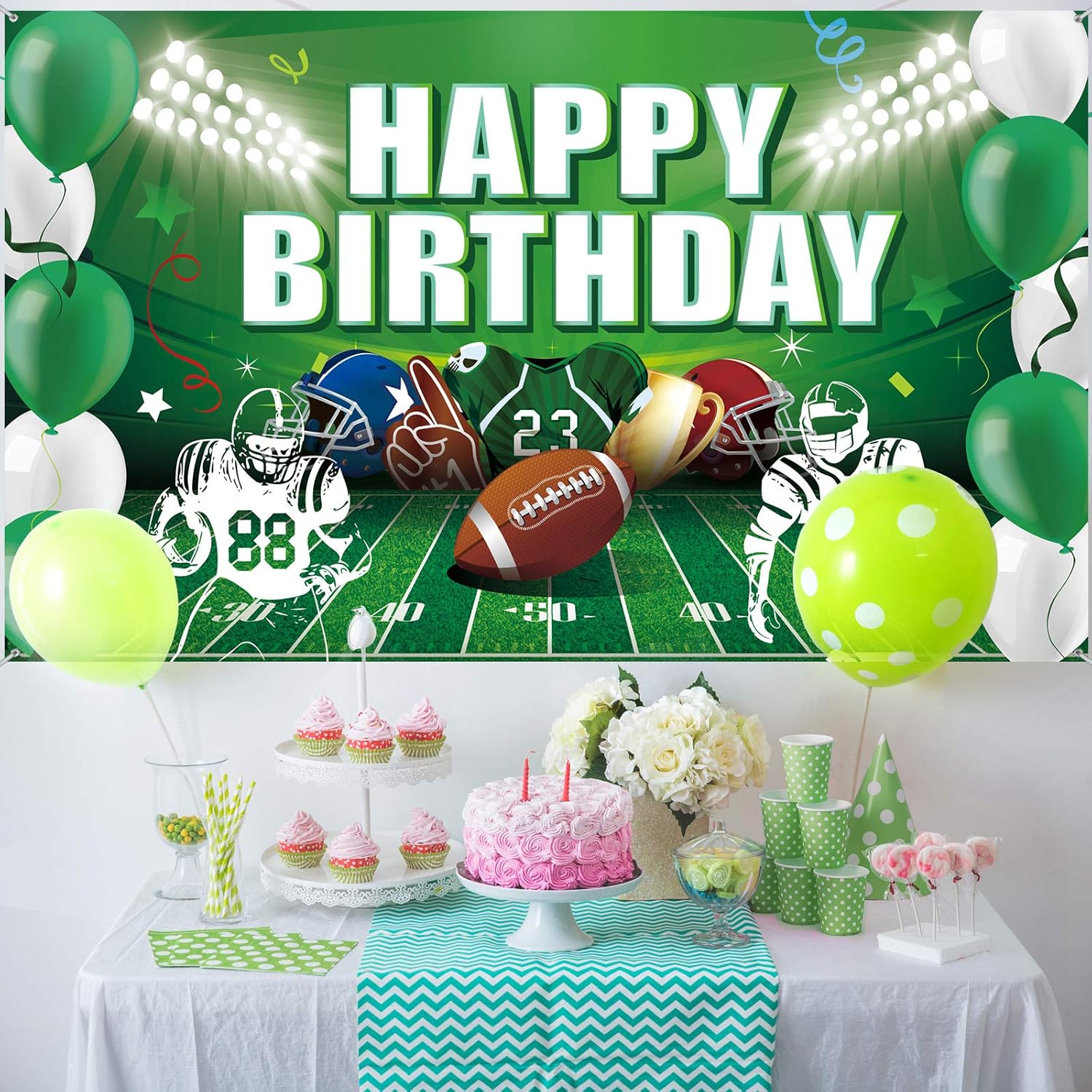 Football Backdrop Banner for Birthday Party Decorations