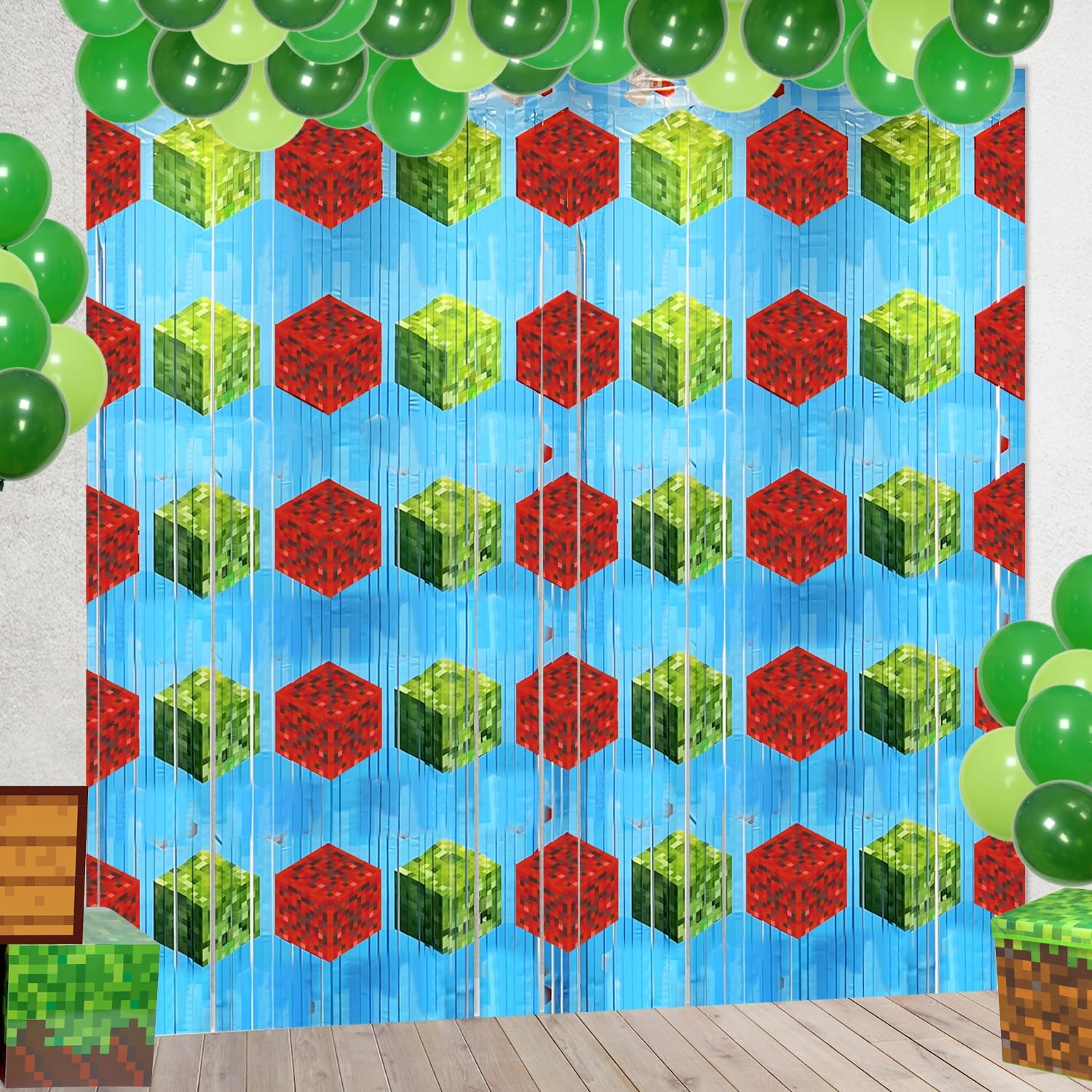 Video Game Party Backdrops 2 Pcs Foil Fringe Curtains