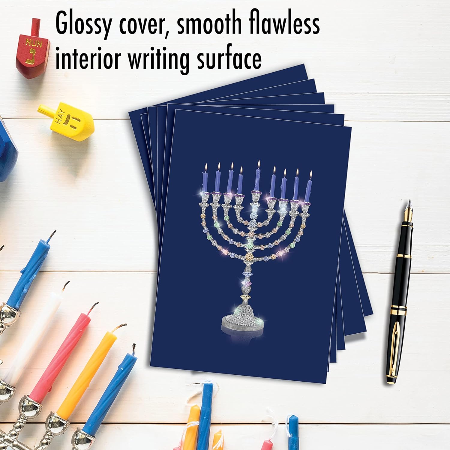 NobleWorks Blue Chanukah Greeting Cards 12 Boxed