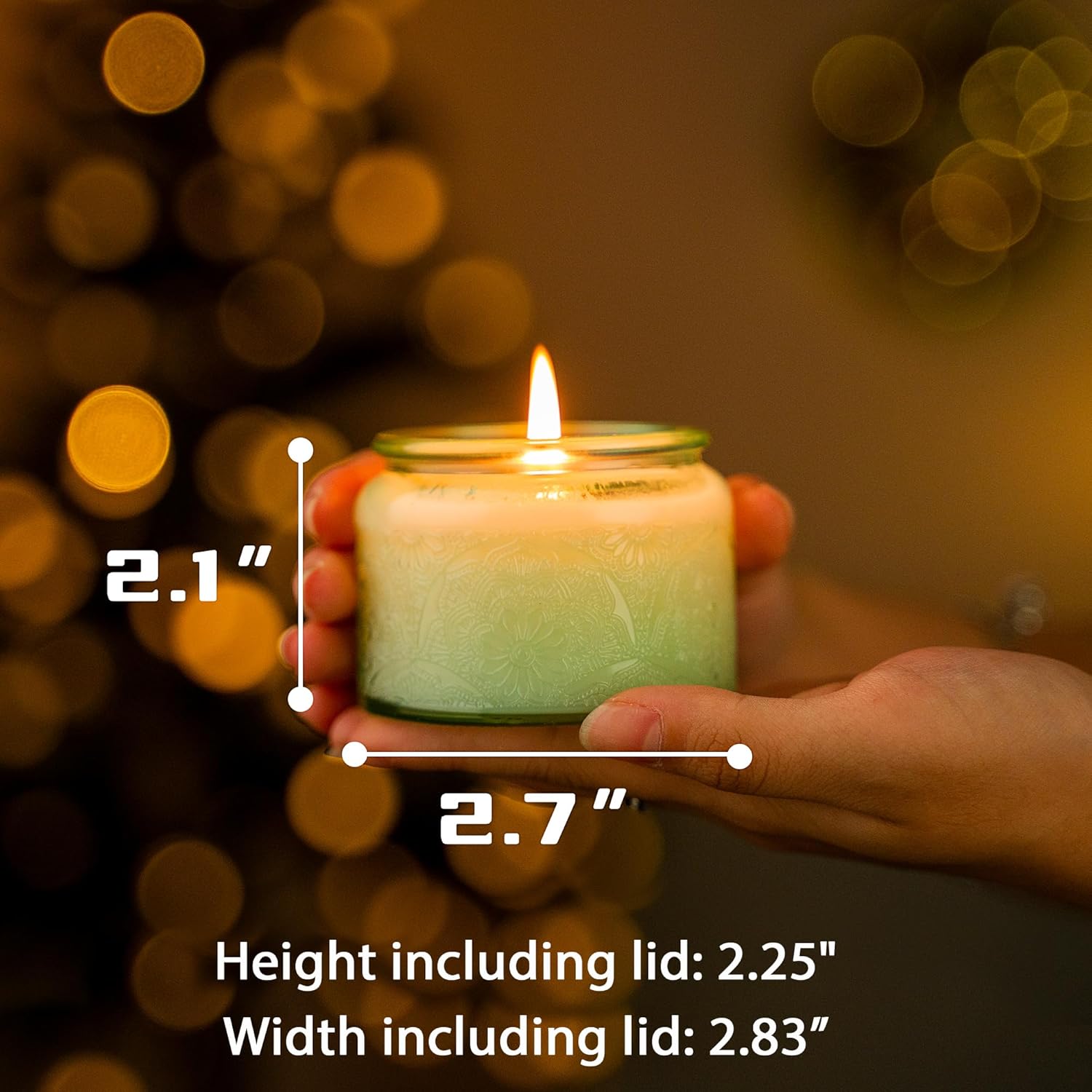 18-Pack 4oz Embossed Glass Candle Jars with Bamboo Lids and Labels