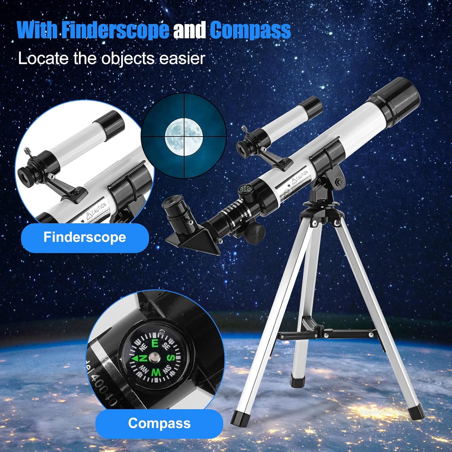 Kids Astronomy Telescope 40mm Refractor with Finder Scope and Tripod