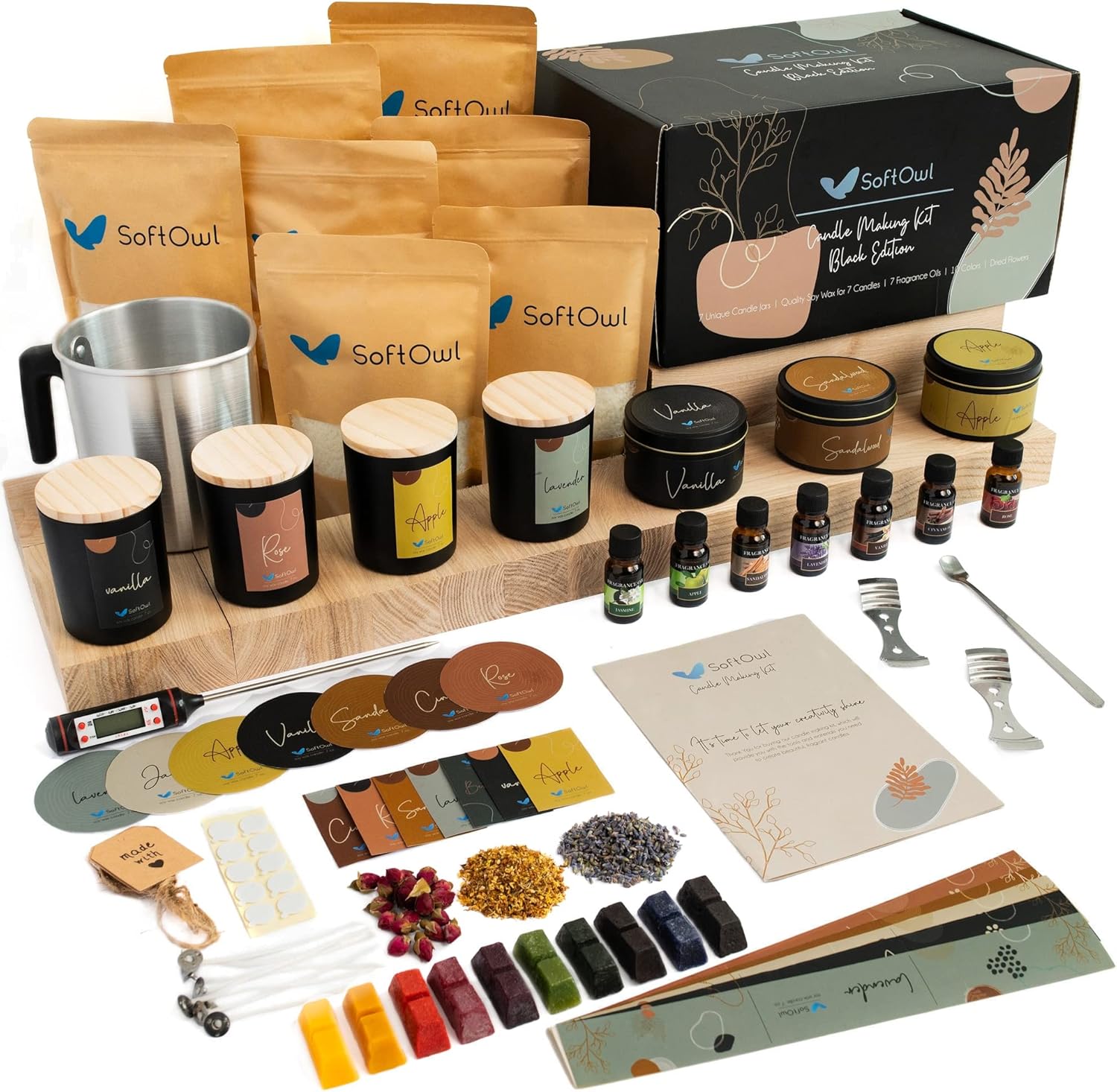 SoftOwl Premium Soy Candle Making Kit - Black Edition