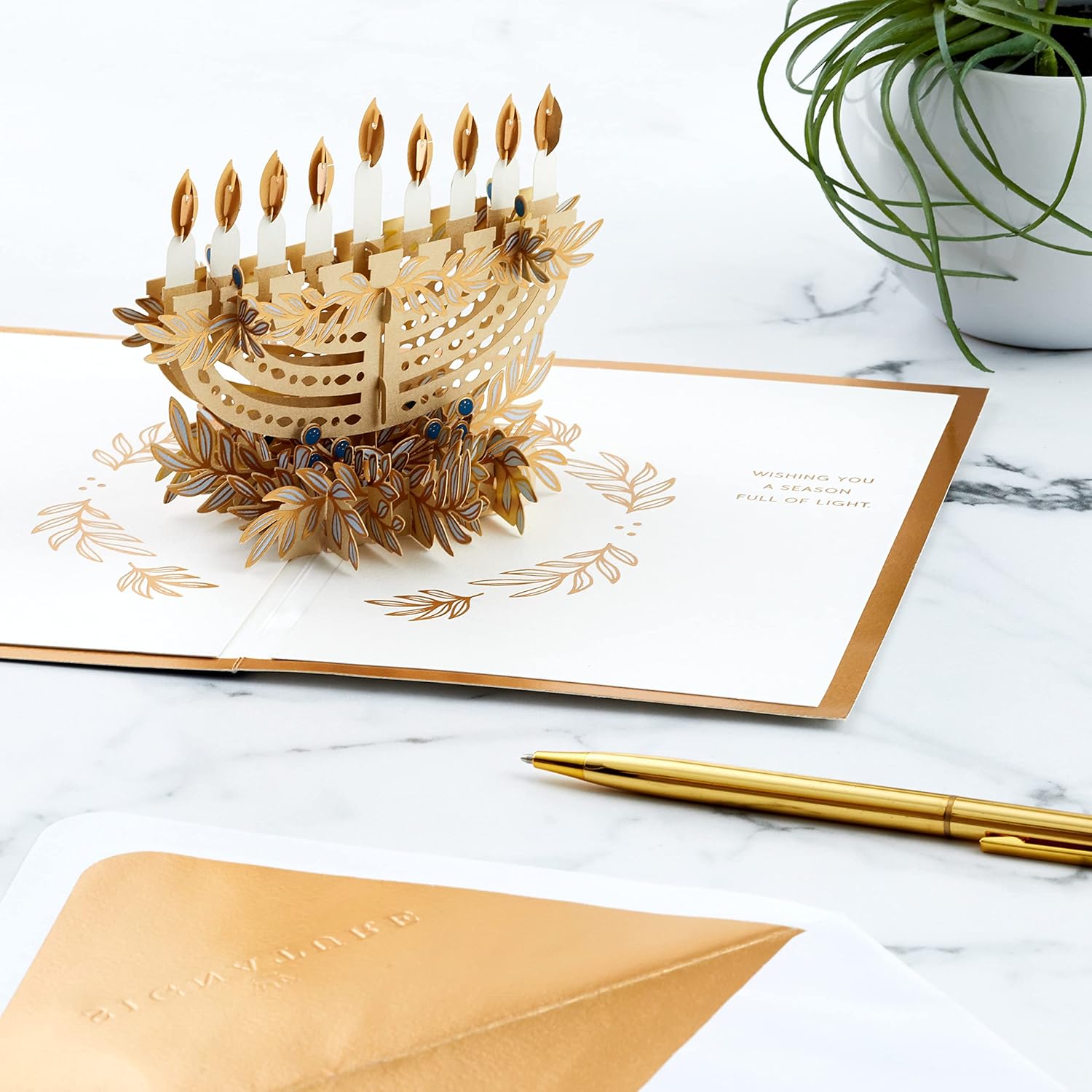 Hallmark Signature Paper Wonder Pop Up Hanukkah Card with Menorah