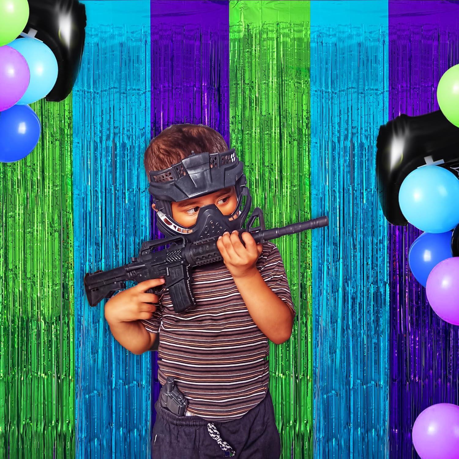 2 Pack Video Game Foil Fringe Curtains Backdrop for Birthday Parties