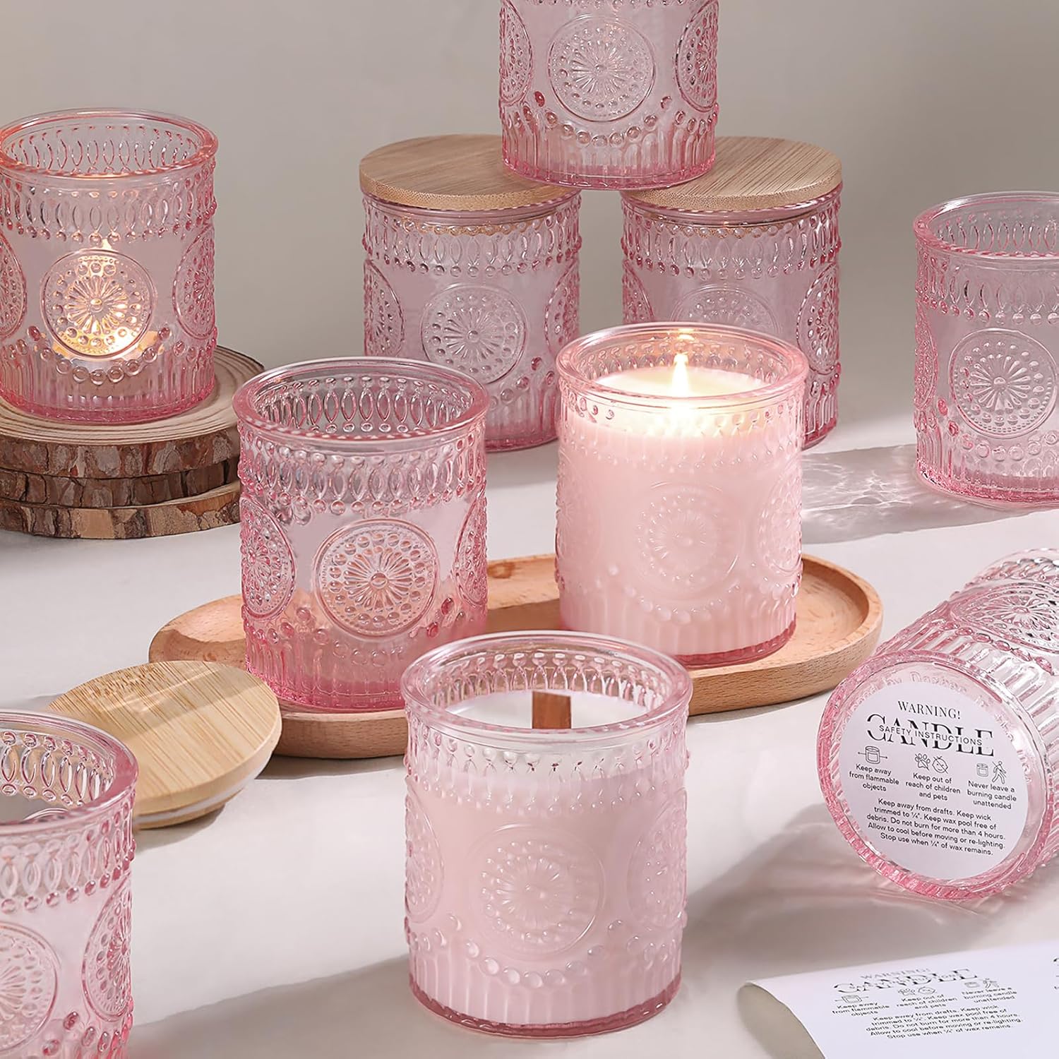 DARJEN 10 Pack Pink Candle Jars for DIY