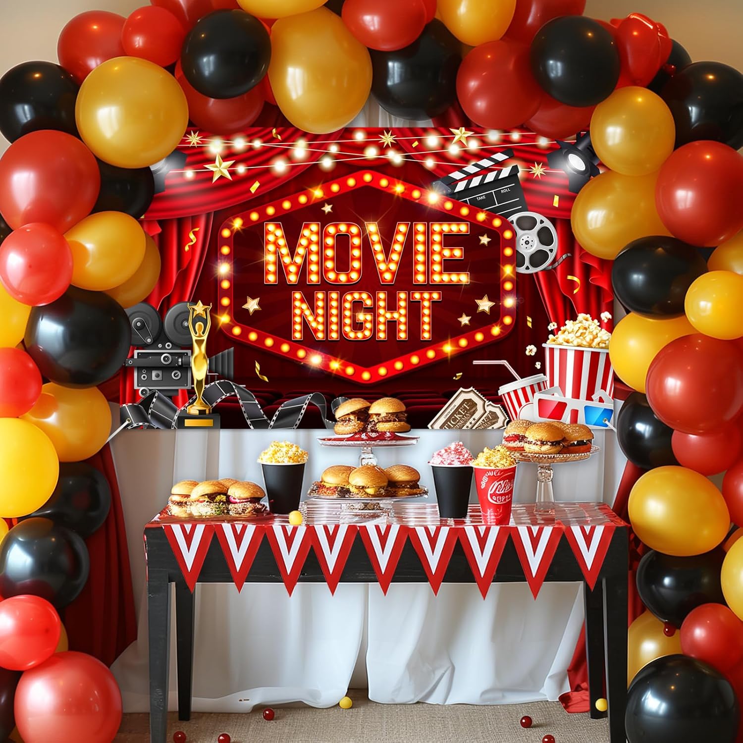 Mocsicka Movie Night Backdrop Banner 6x36ft