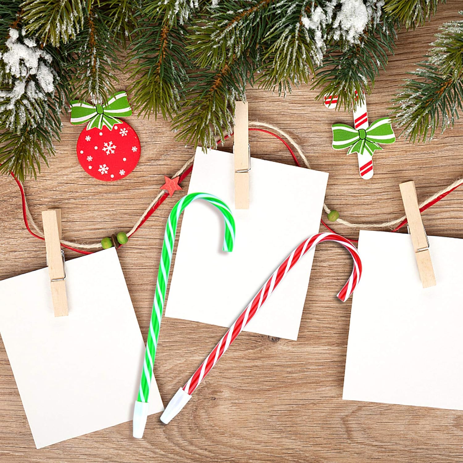 Candy Cane Christmas Pens with Black Ink 48PCS