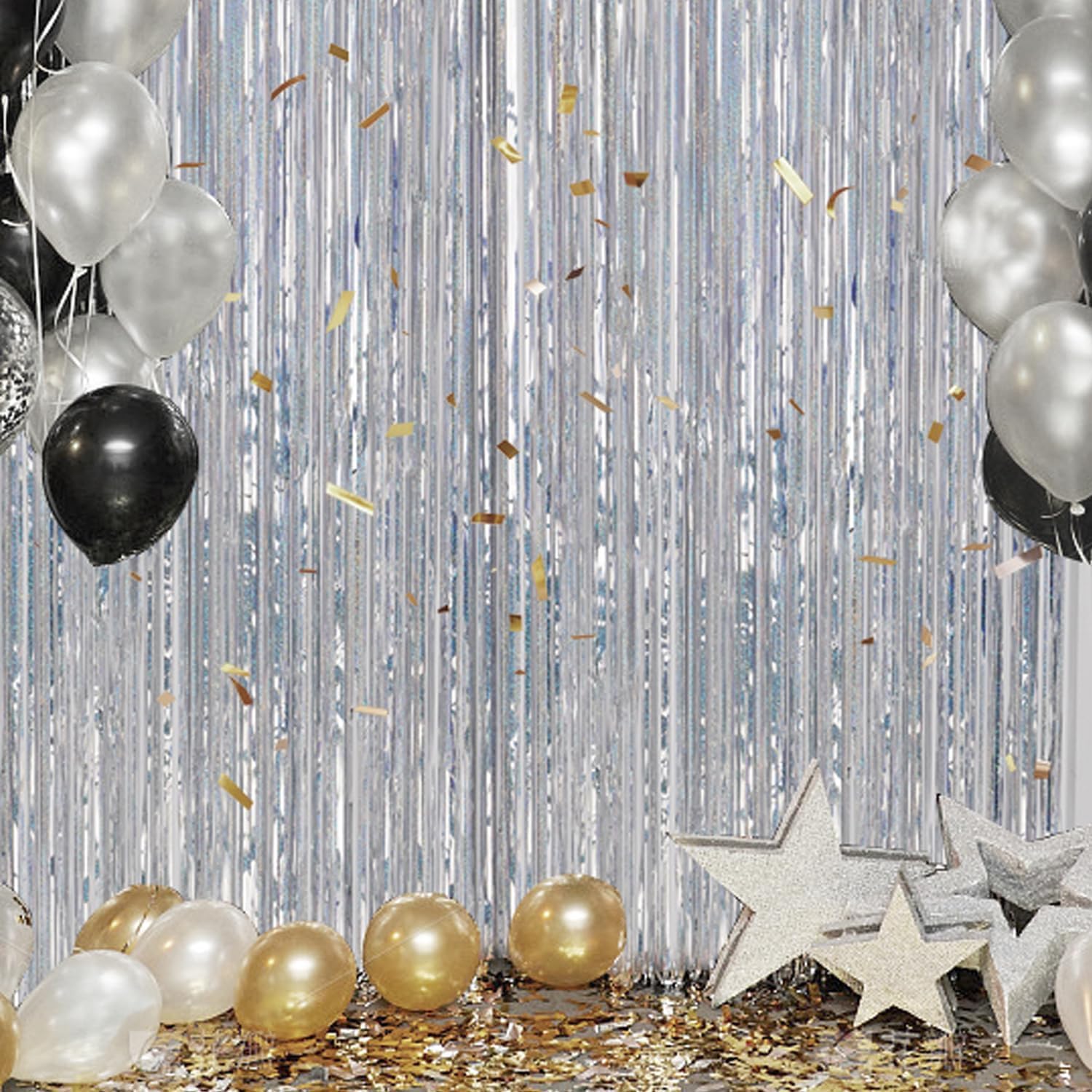 3 Pack Foil Fringe Backdrop for Party Decor