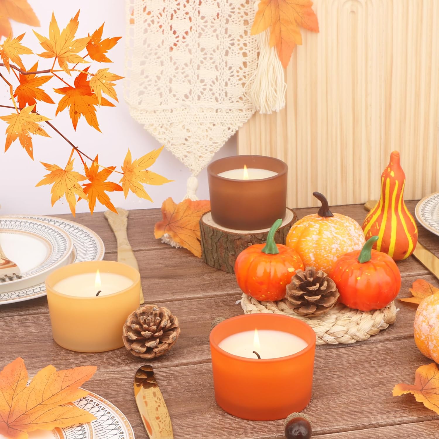 MILIVIXAY 20-Pack Fall Candle Jars with Lids and Kit