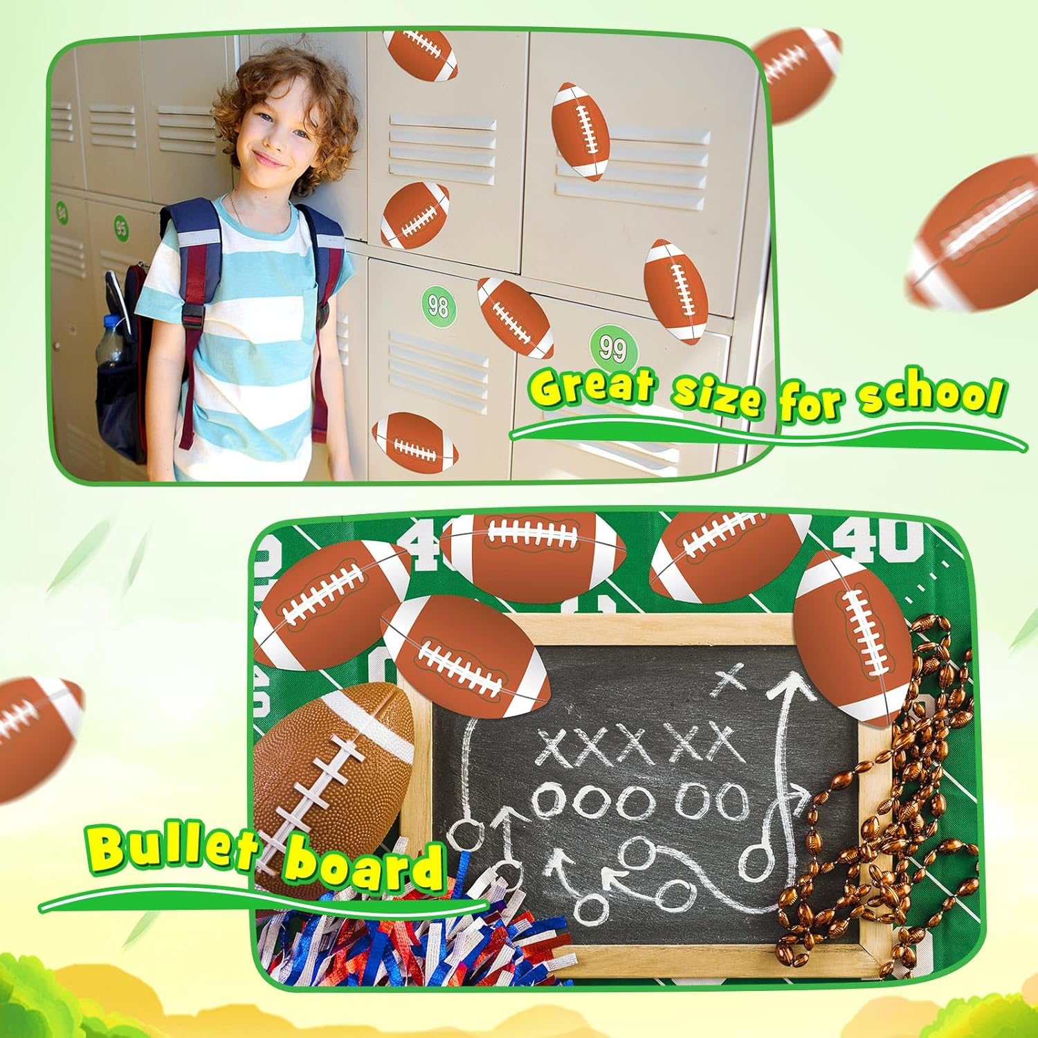 Tenceur 80 Pcs Football Cutouts Wall Decorations with Glue Dots
