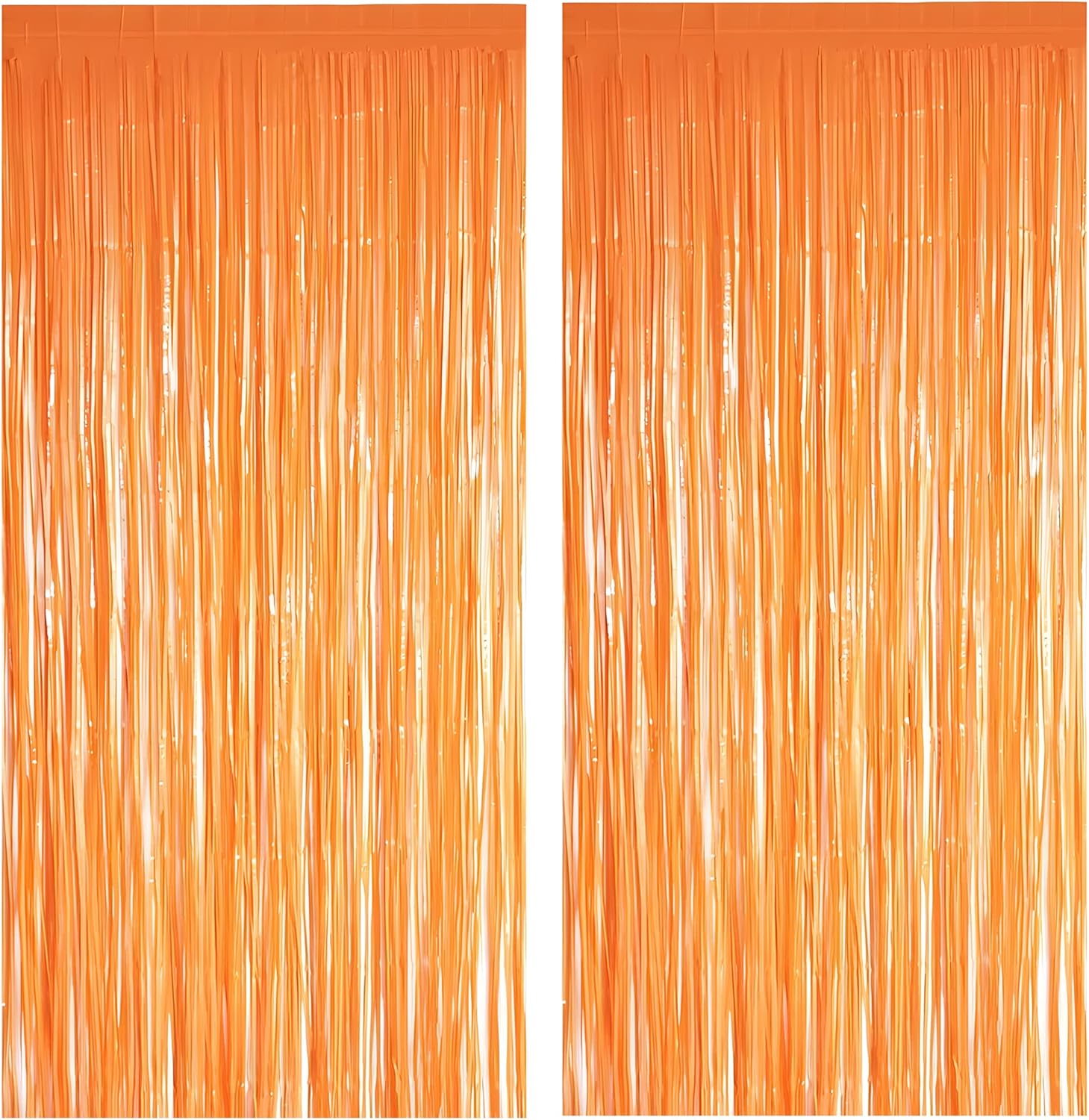 Orange Tinsel Curtain Party Backdrop 2 Pack