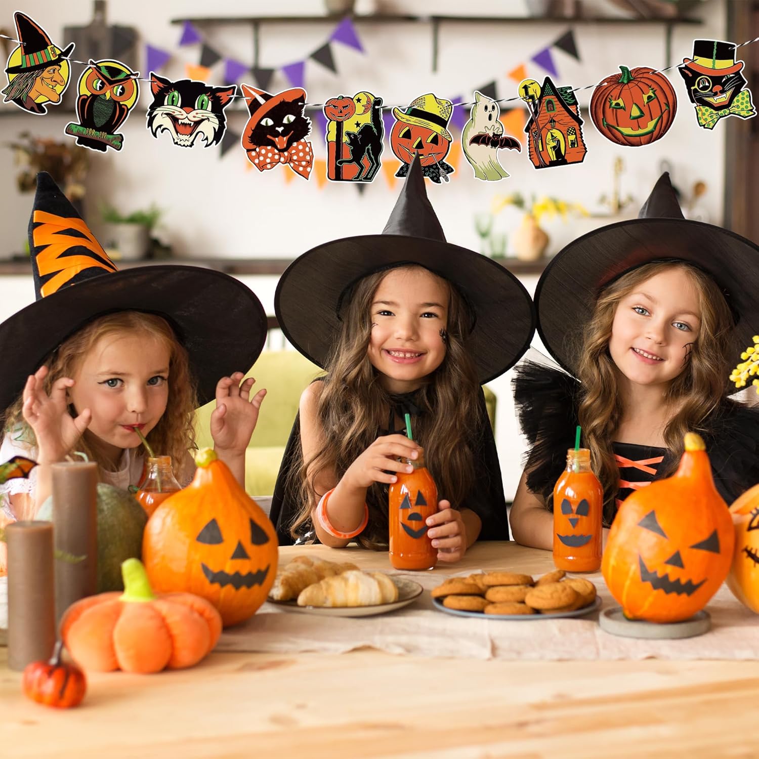 Vintage Halloween Banner with 10 Cute Designs