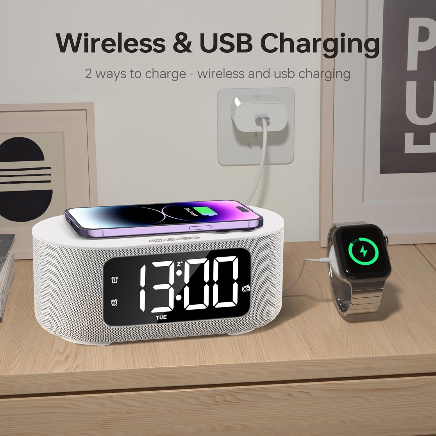 JALL Smart Alarm Clock with Bluetooth Speaker and Nightlight