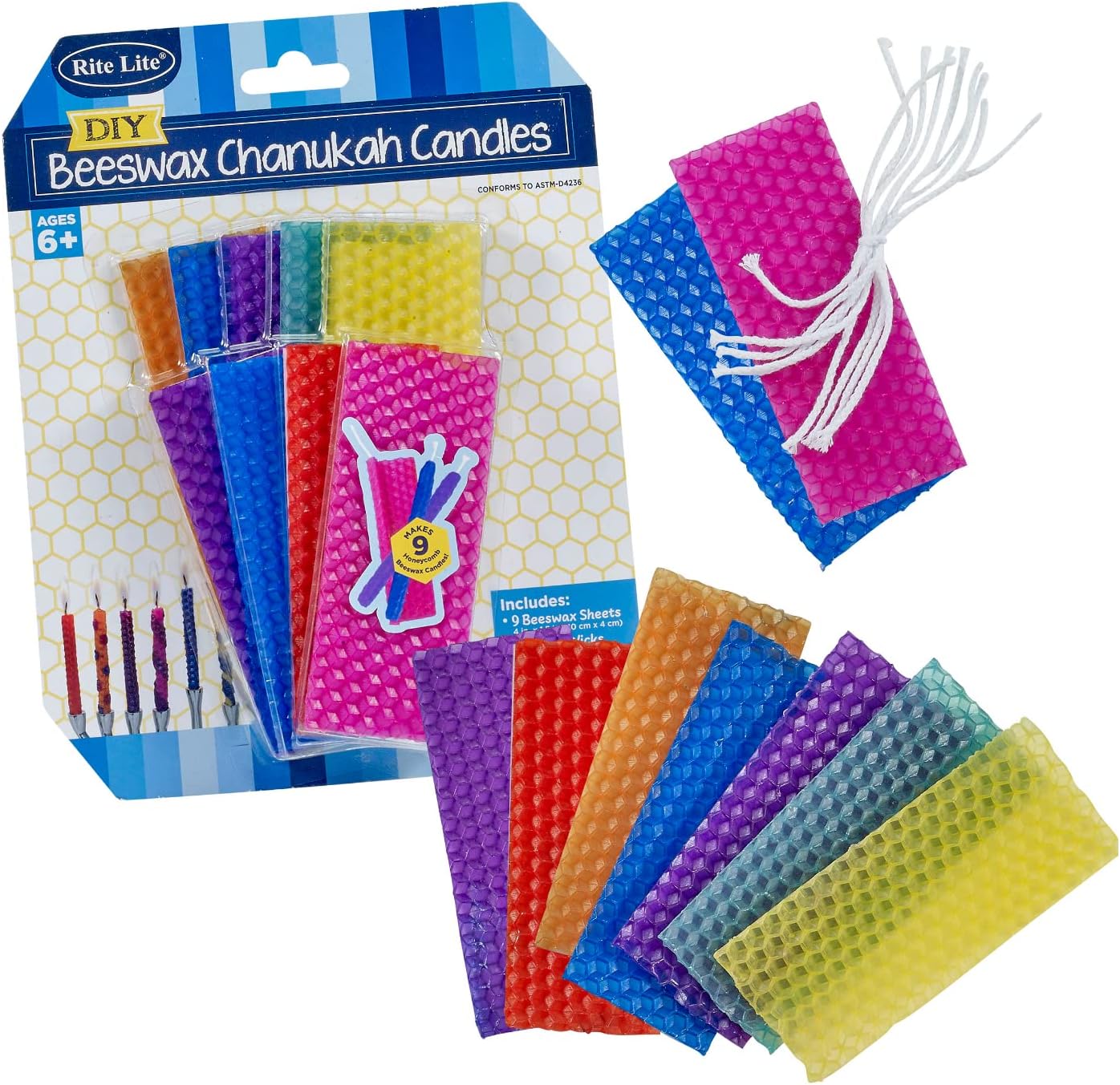 Rite Lite Beeswax Candle Making Kit - 9 Candles for Hanukkah