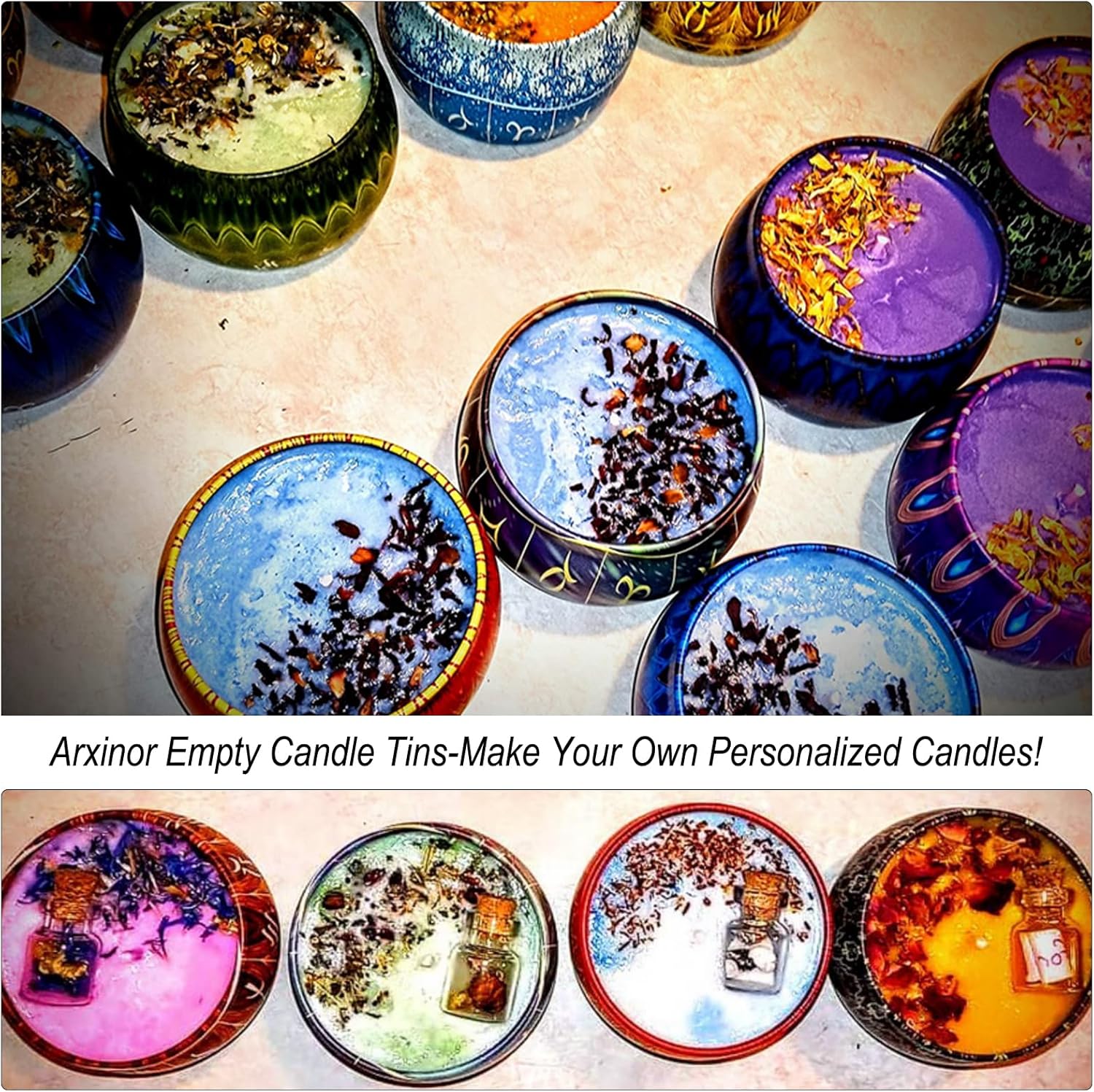 Arxinor 45 oz Candle Tins 28 Patterns 28 Pcs