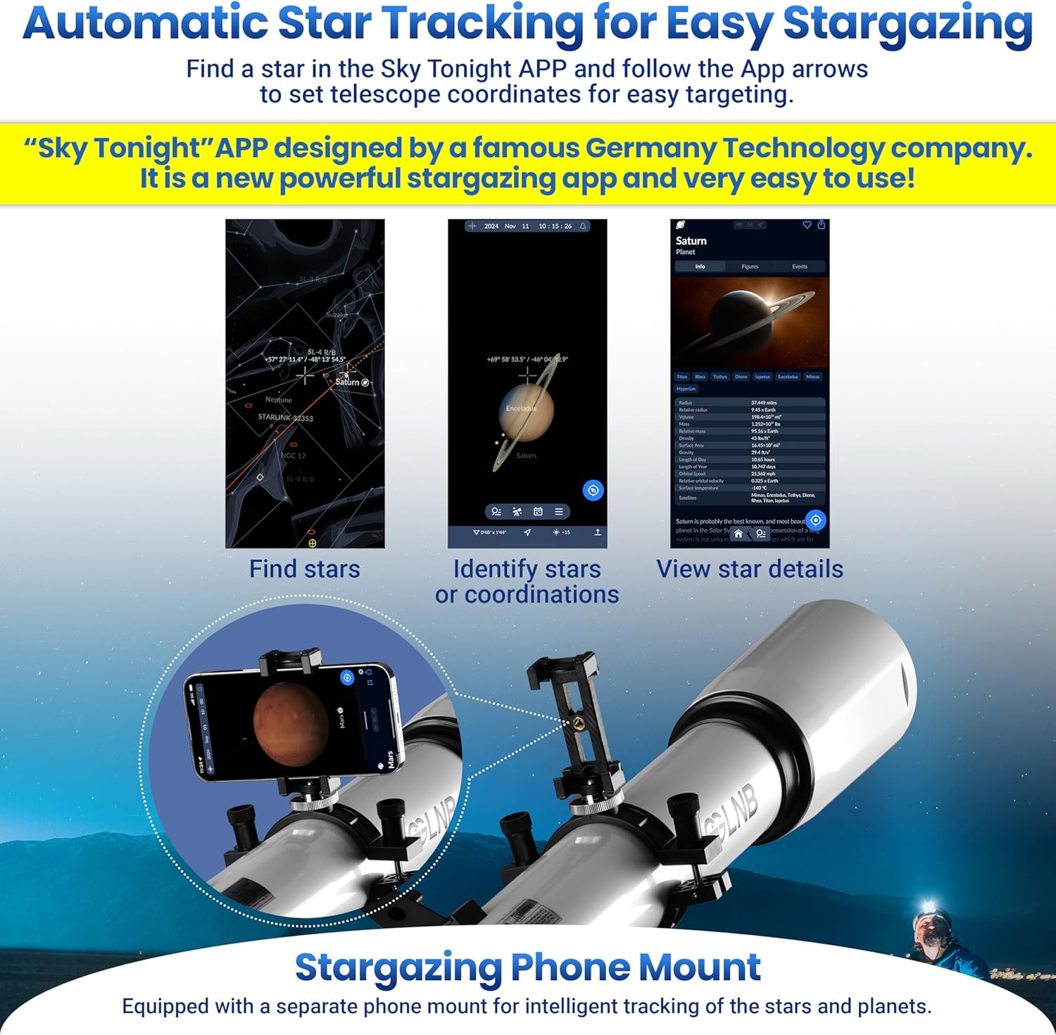 ESSLNB 80mm Refractor Telescope with Stargazing App