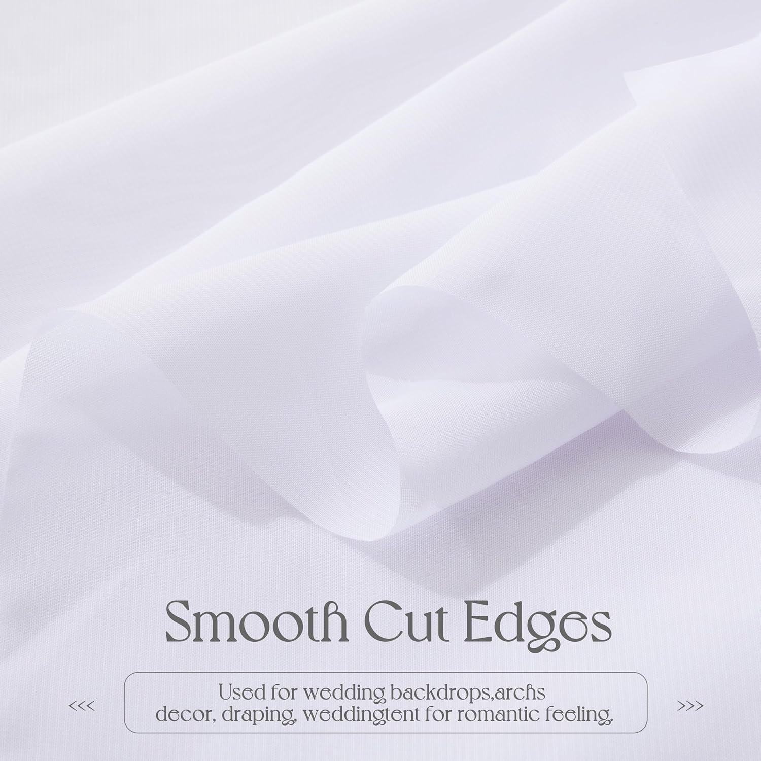 VACVELT Wedding Arch Draping Fabric - White Chiffon 1 Panel 30x20ft Backdrop
