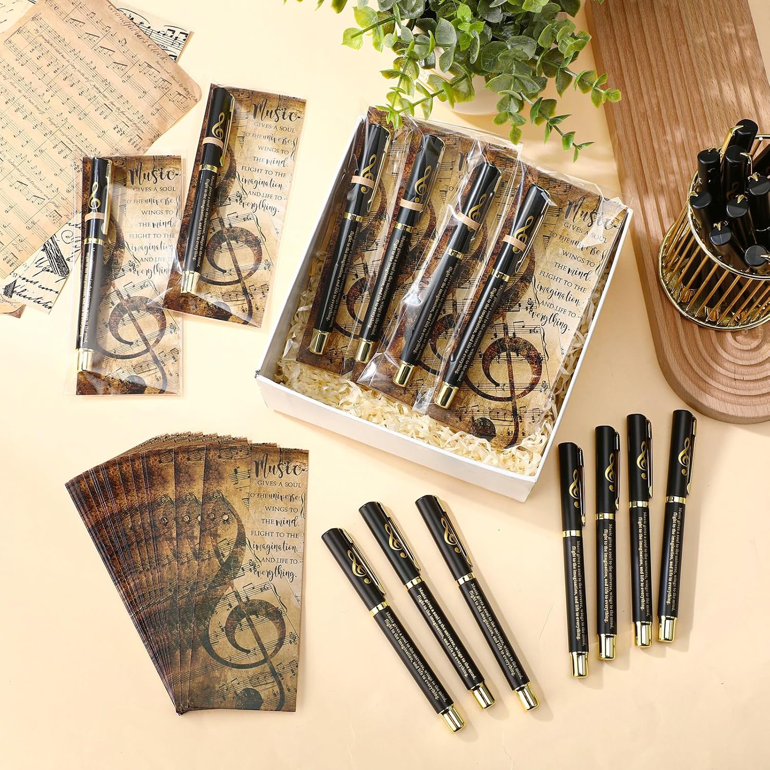 30 Piece Music-themed Pen and Bookmark Set