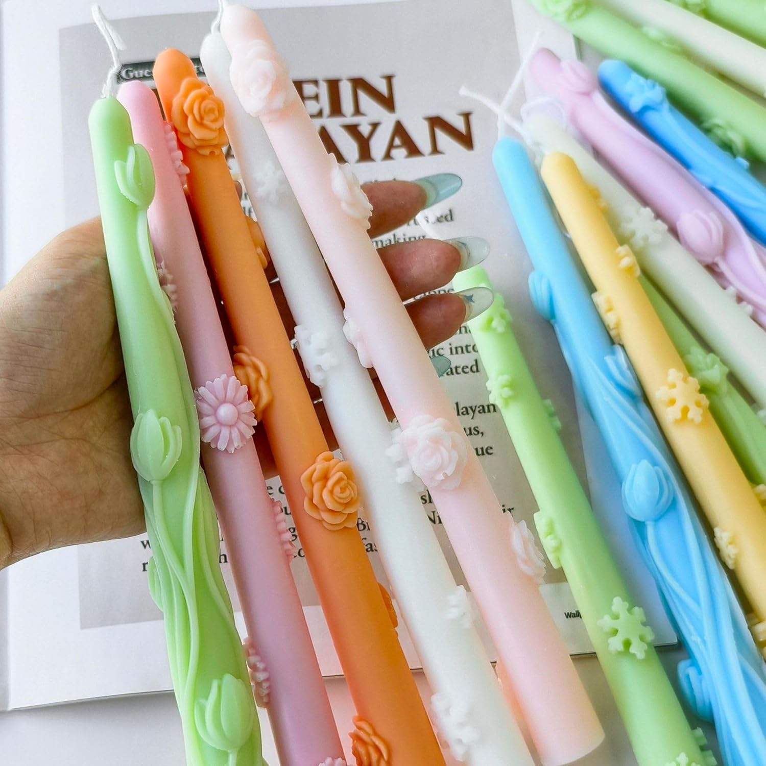 Long Cylindrical Flower Silicone Candle Mold