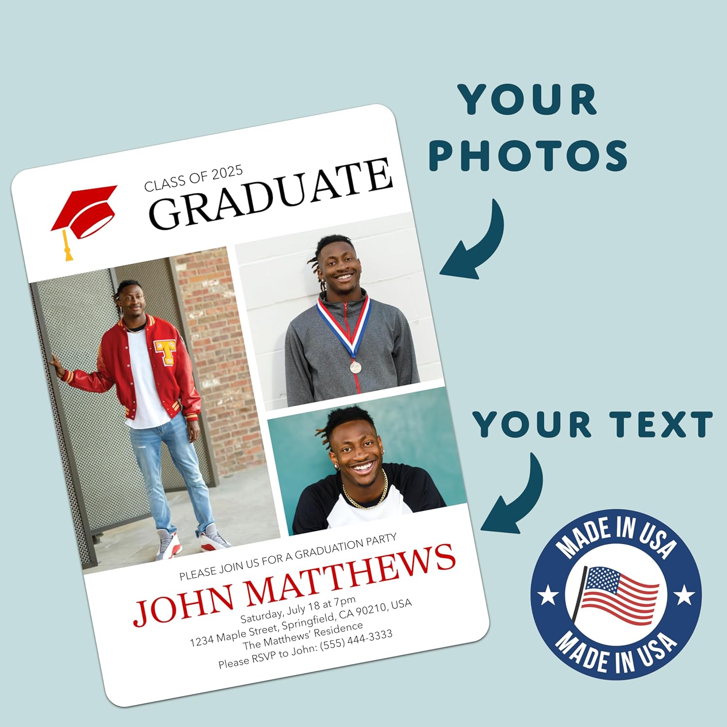 Personalized Graduation Invites with Photo - Custom Grad Party Cards