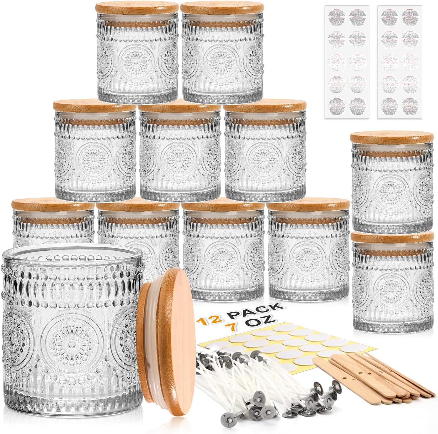 Christmas Candle Jars With Lids 12-Pack Reusable Containers